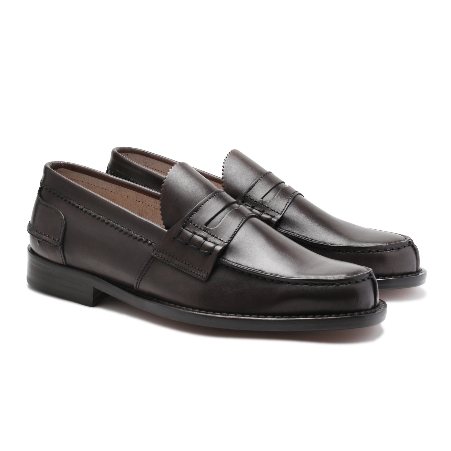 Saxone of Scotland Elegant Dark Brown Leather Loafers for Men