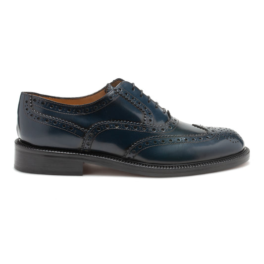 Saxone of Scotland Elegant Blue Leather Brogue Shoes