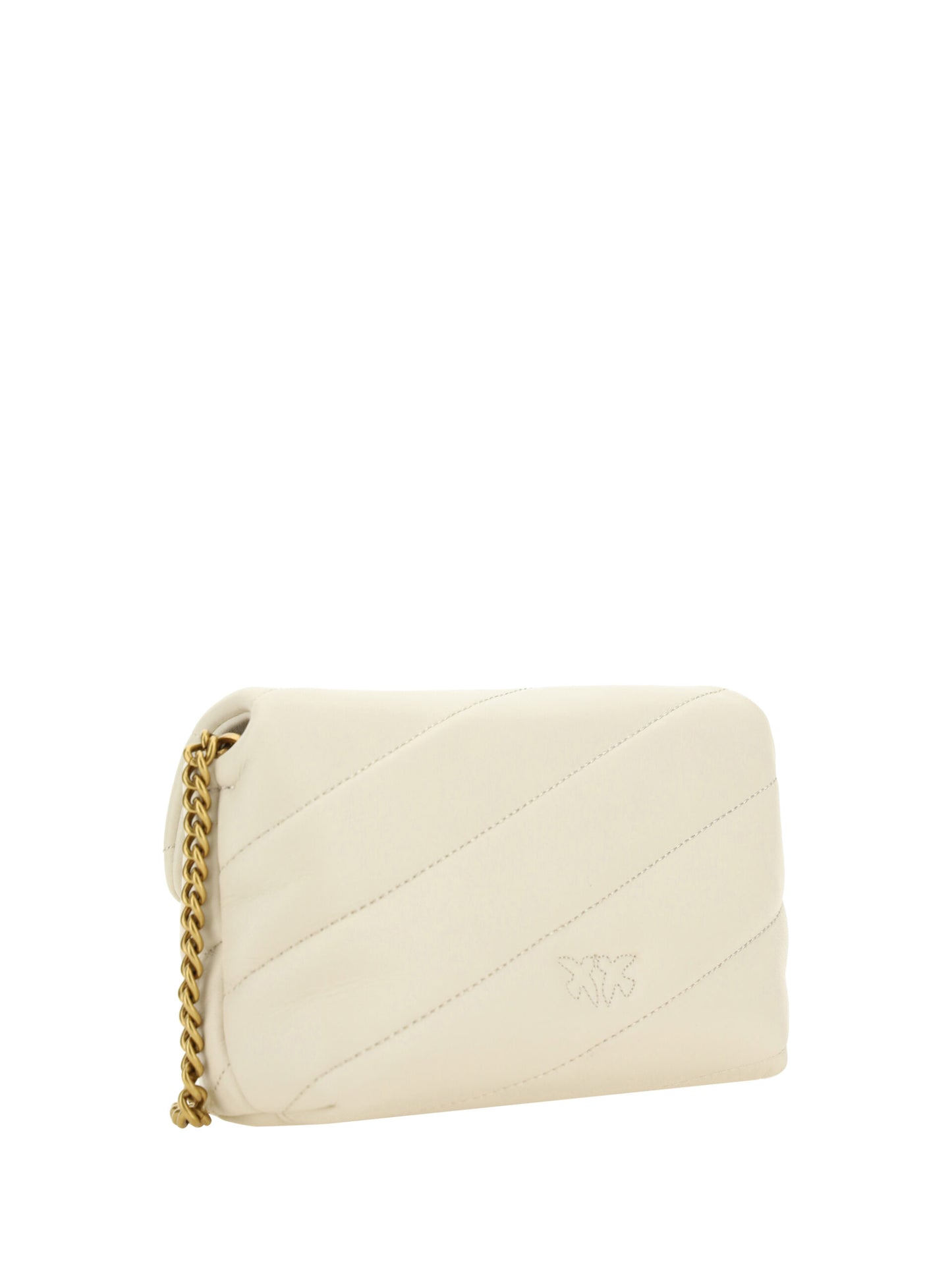 PINKO Elegant White Quilted Leather Shoulder Bag