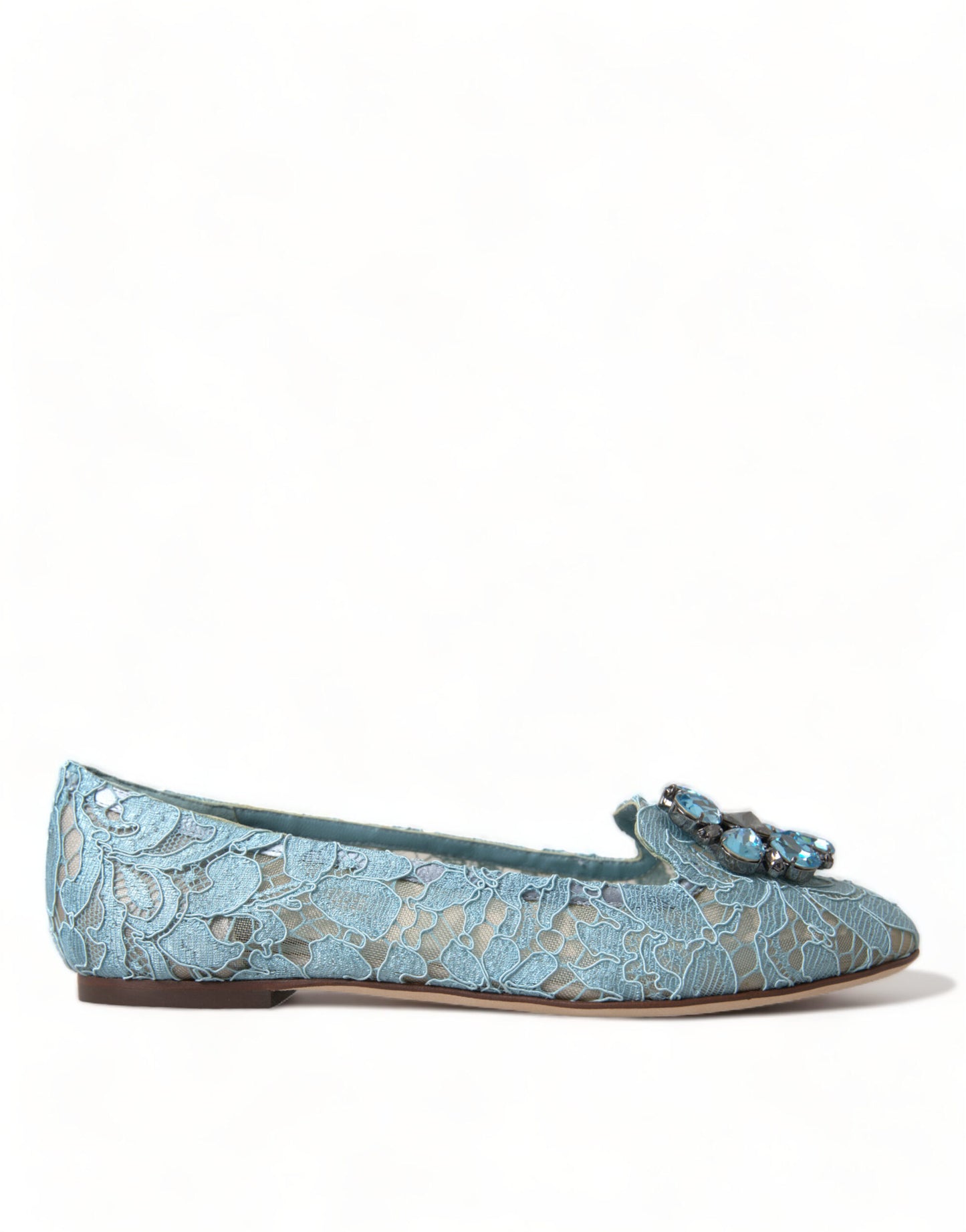 Dolce & Gabbana Elegant Floral Lace Aqua Vally Flats