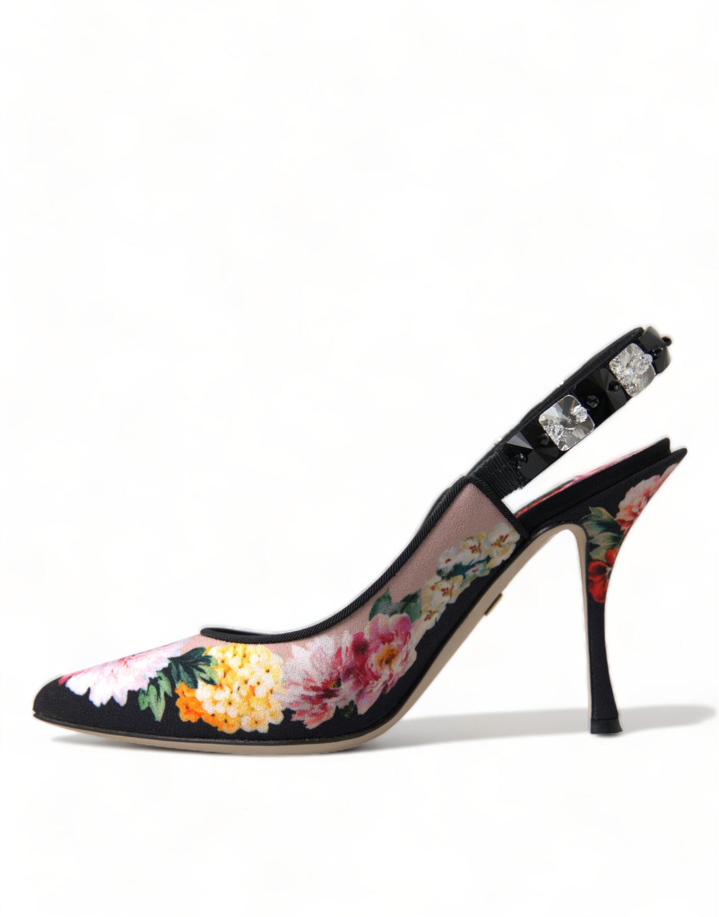 Dolce & Gabbana Floral Slingback Heels with Luxe Crystal Details