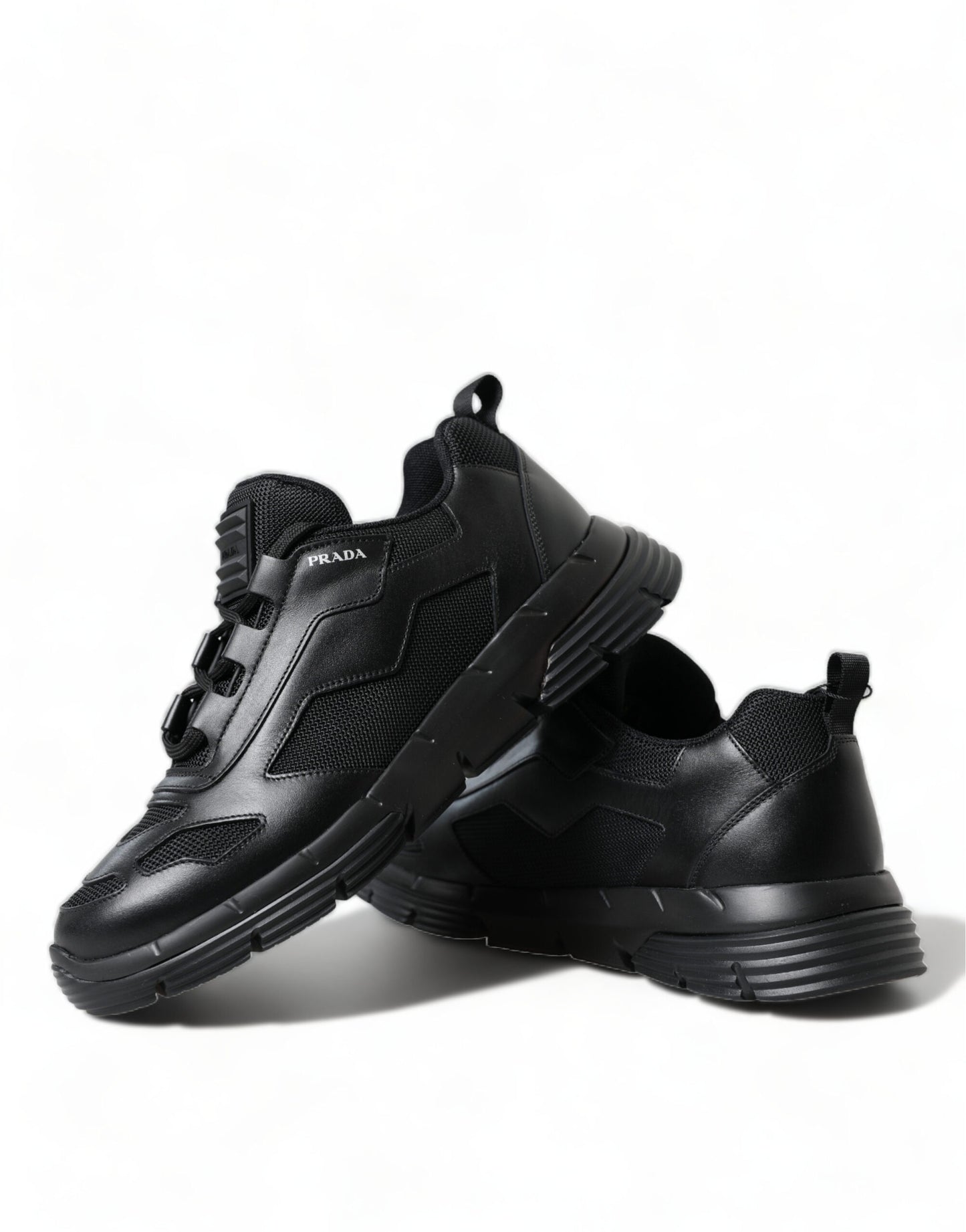 Prada Sleek Low Top Leather Sneakers in Timeless Black