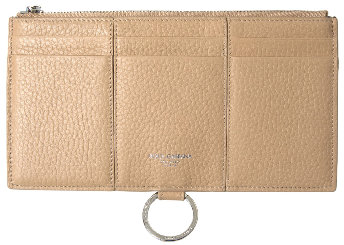 Dolce & Gabbana Elegant Beige Leather Wallet with Detachable Strap