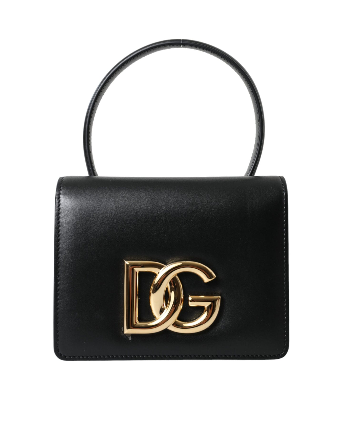 Dolce & Gabbana Elegant Black Leather Belt Bag with Gold Accents