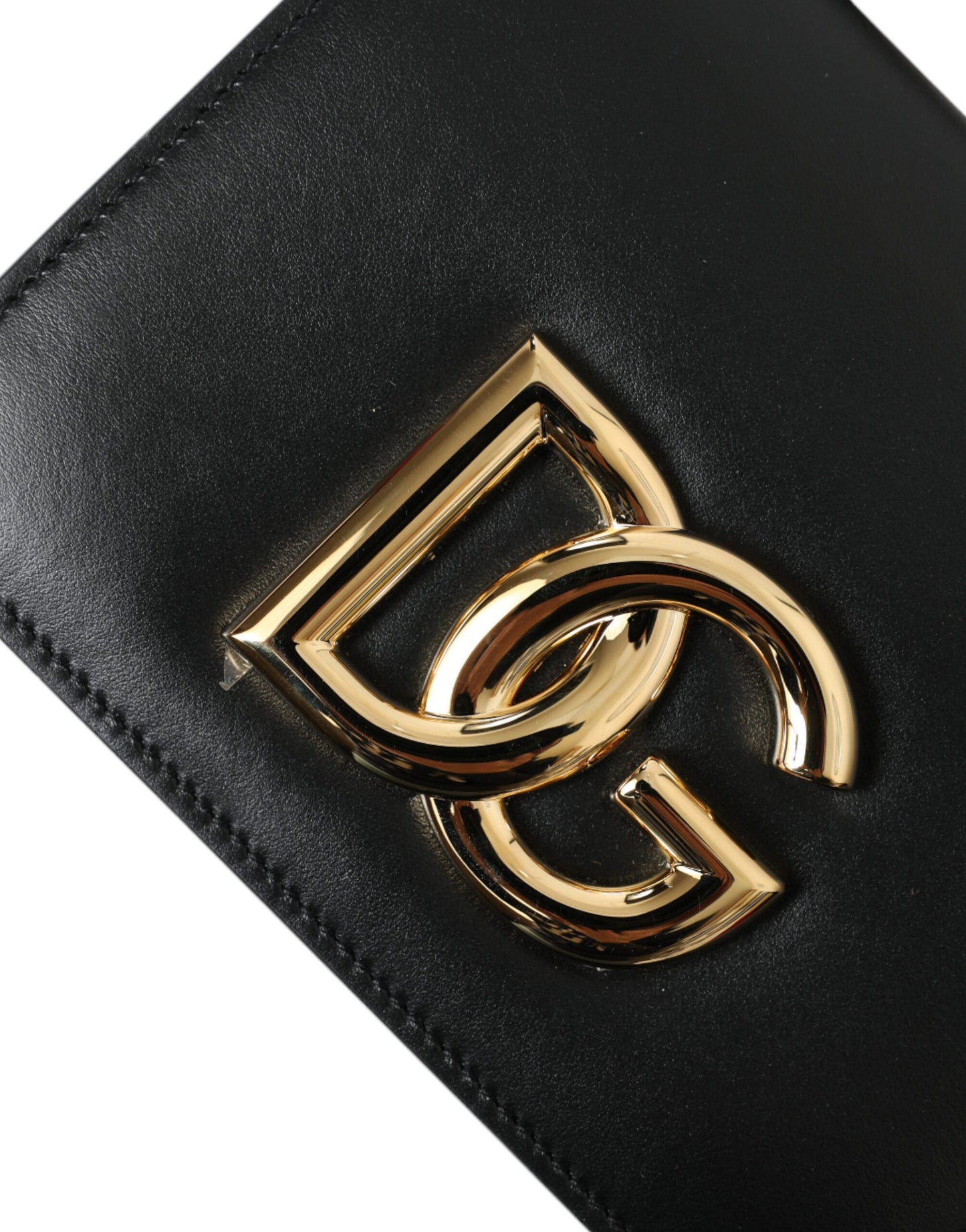 Dolce & Gabbana Elegant Black Leather Belt Bag with Gold Accents