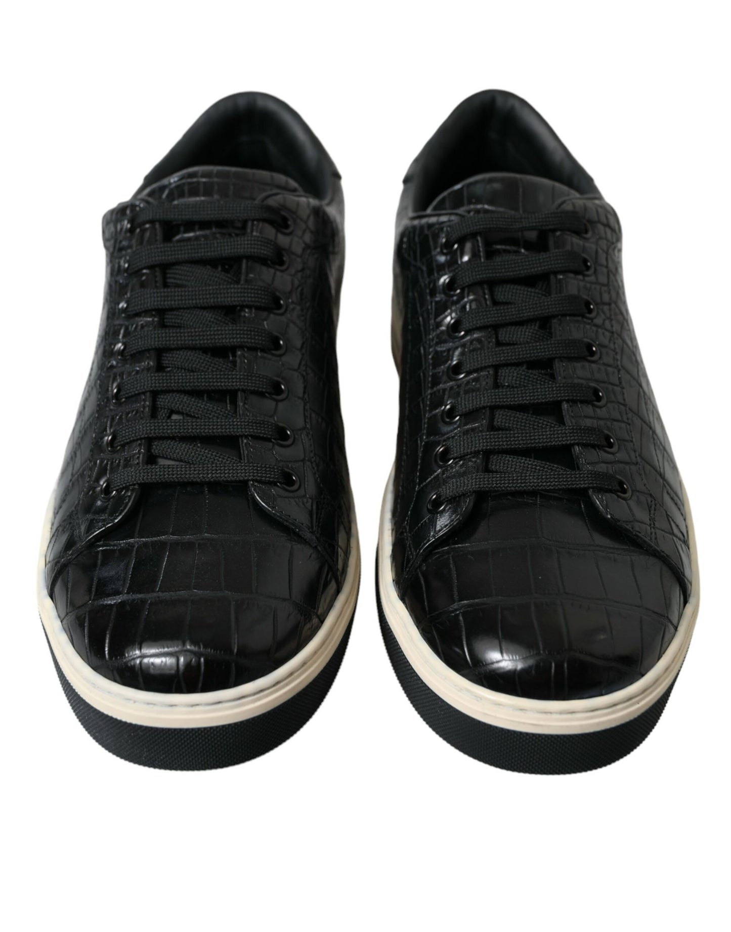 Dolce & Gabbana Elegant Black Crocodile Leather Low-Top Sneakers