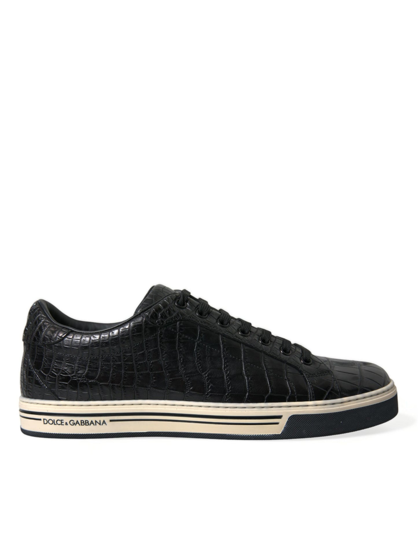 Dolce & Gabbana Elegant Black Crocodile Leather Low-Top Sneakers