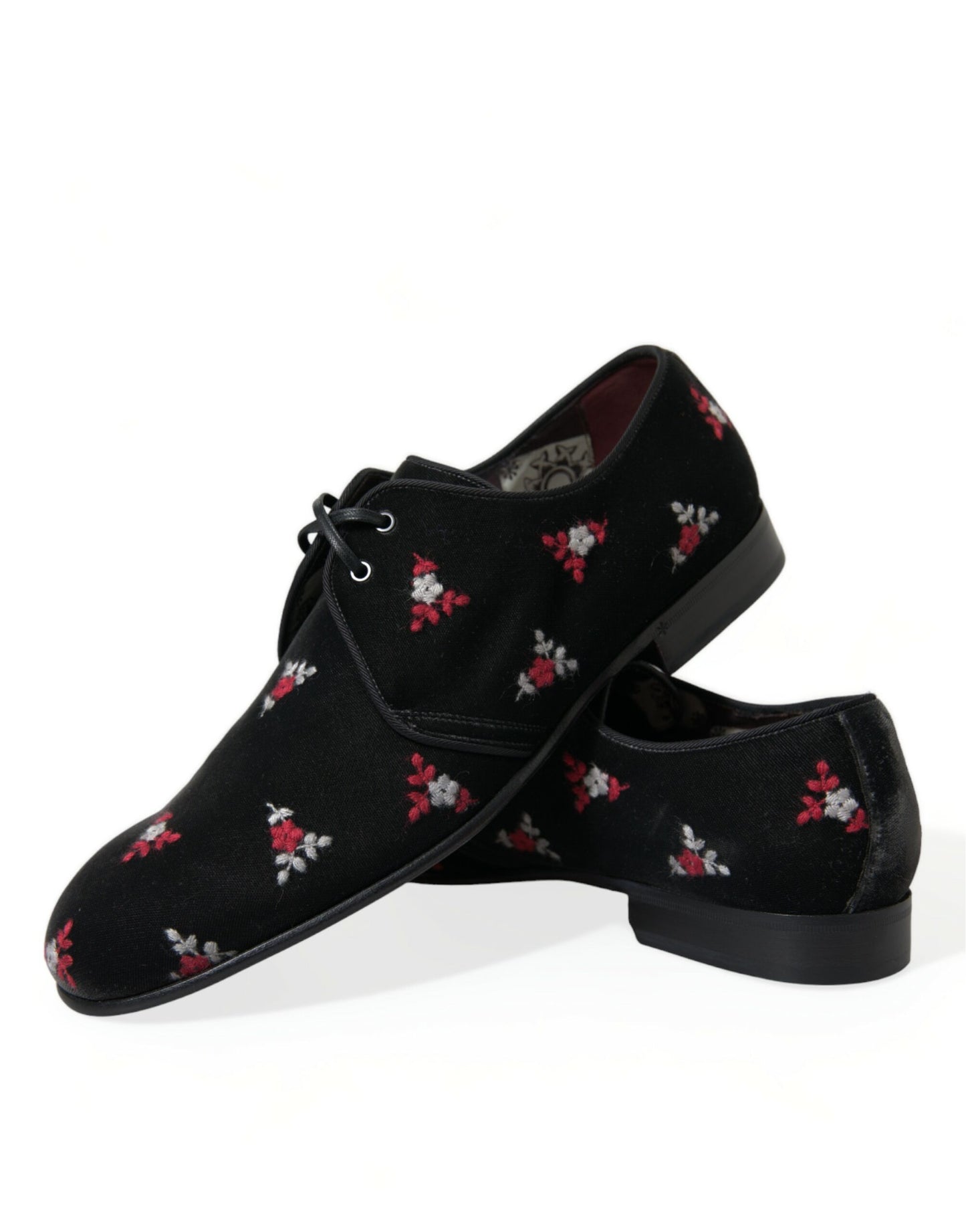 Dolce & Gabbana Elegant Black Velvet Embroidered Formal Shoes