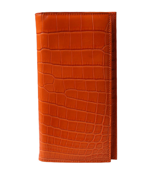 Dolce & Gabbana Chic Orange Crocodile Leather Wallet