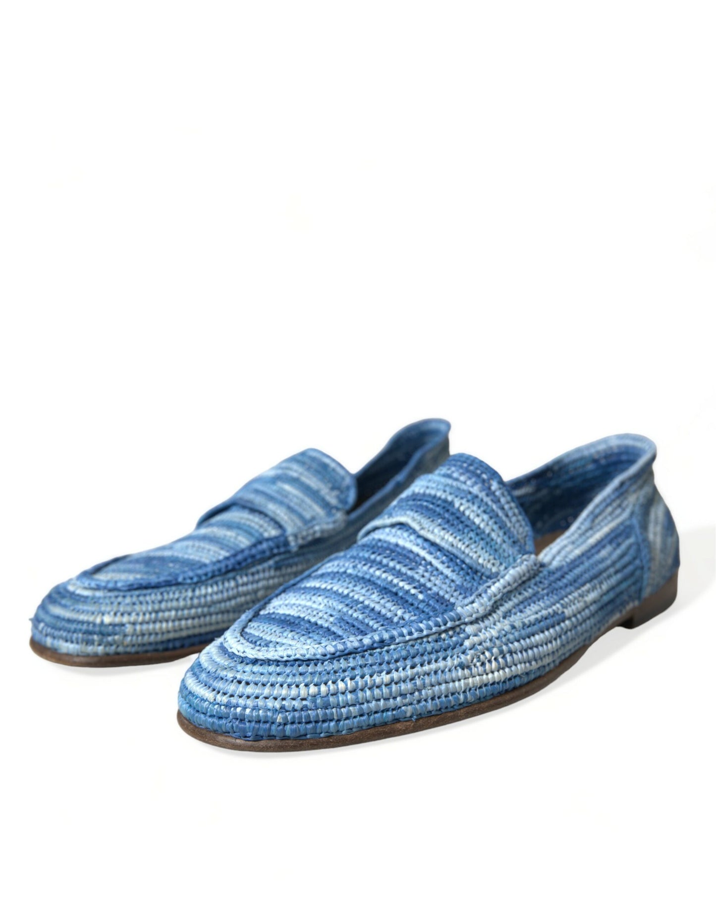 Dolce & Gabbana Elegant Blue Raffia Slip-On Loafers