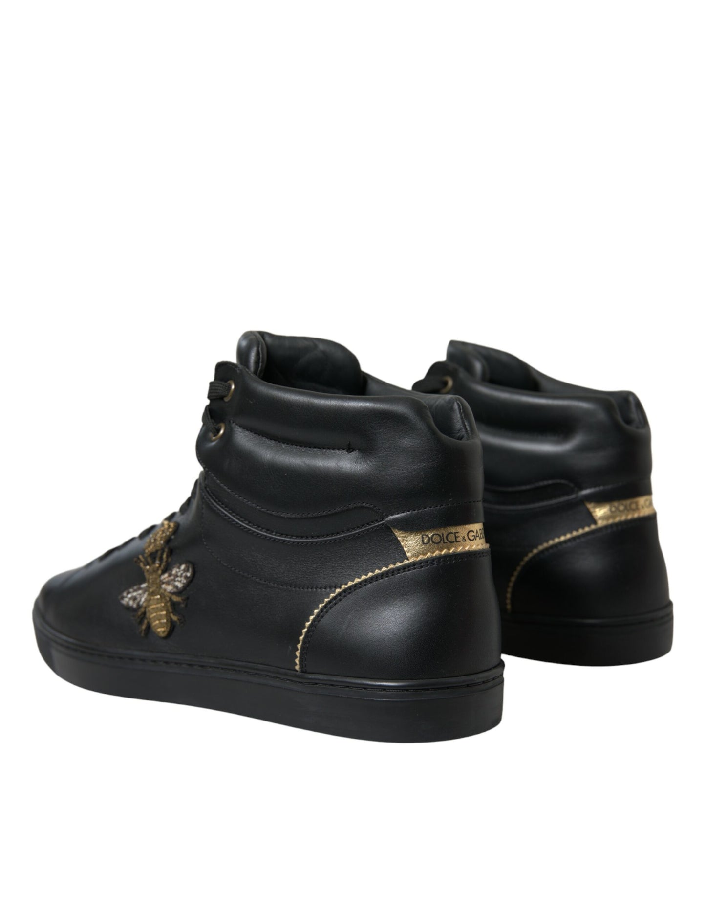 Dolce & Gabbana Elegant Black Mid-Top Leather Sneakers