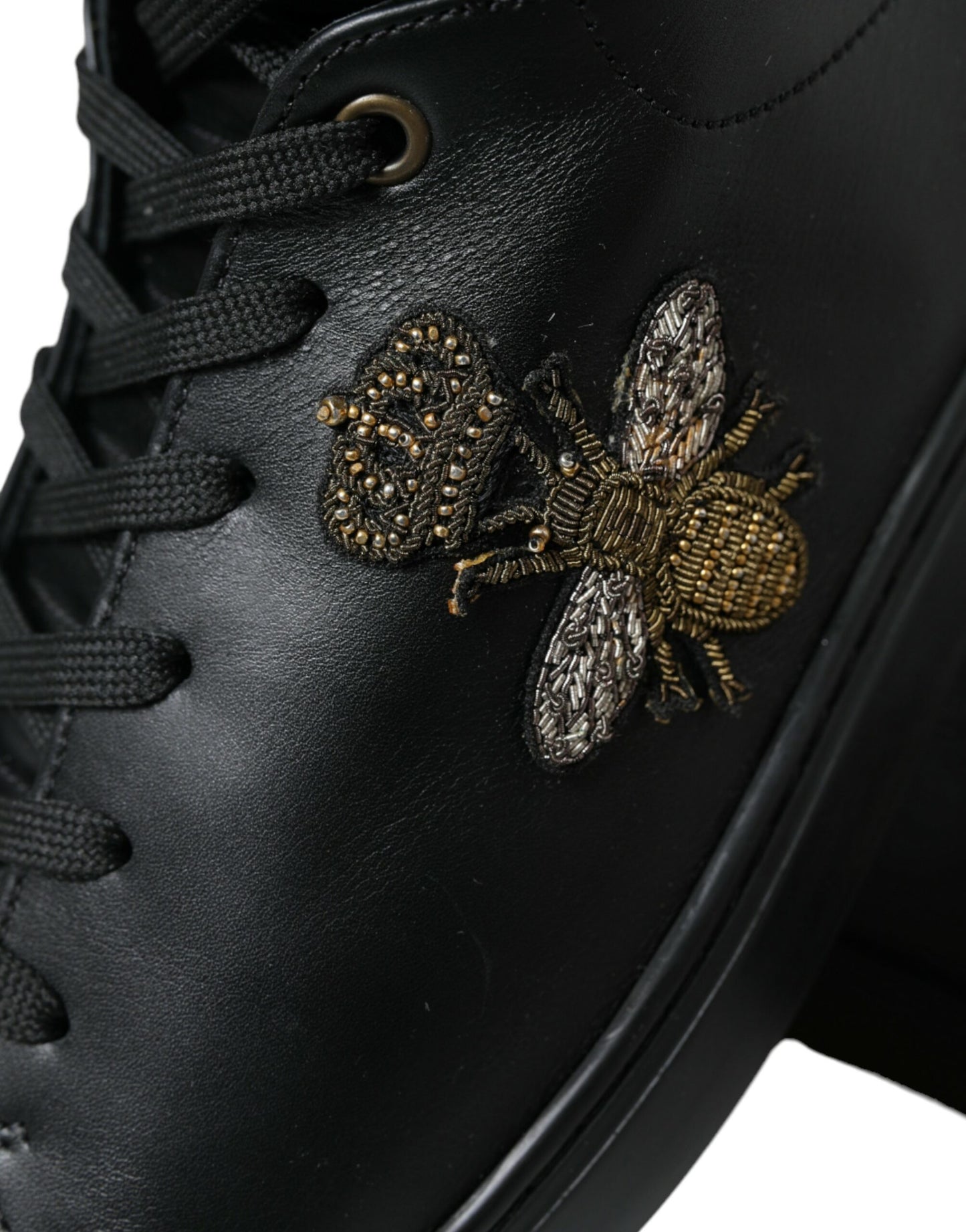 Dolce & Gabbana Elegant Black Mid-Top Leather Sneakers