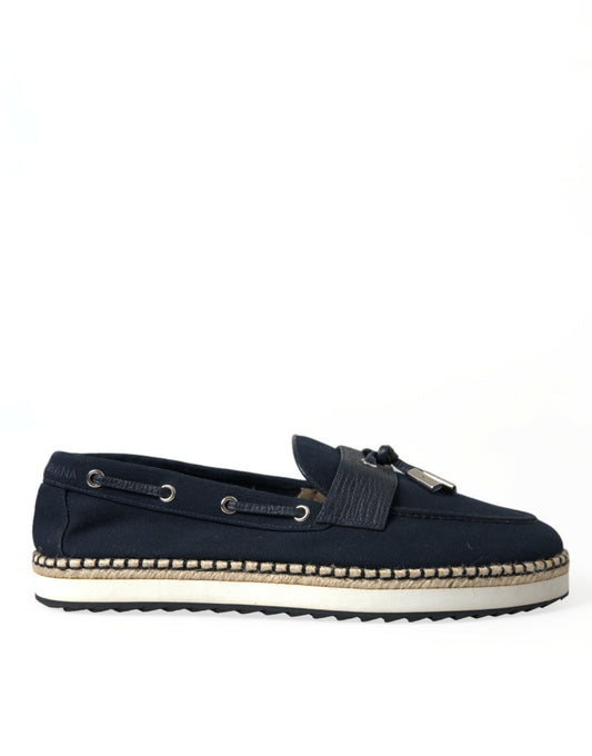 Dolce & Gabbana Elegant Navy Blue Fabric Loafers