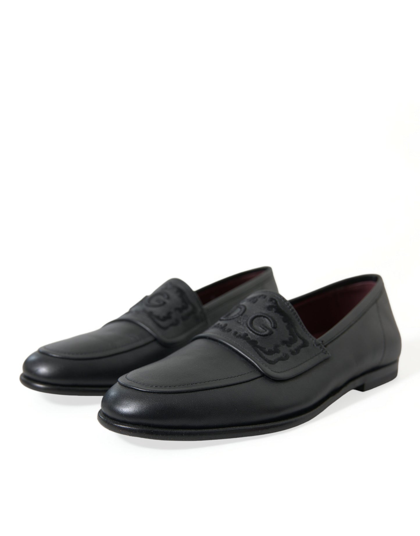 Dolce & Gabbana Elegant Black Embroidered Loafers