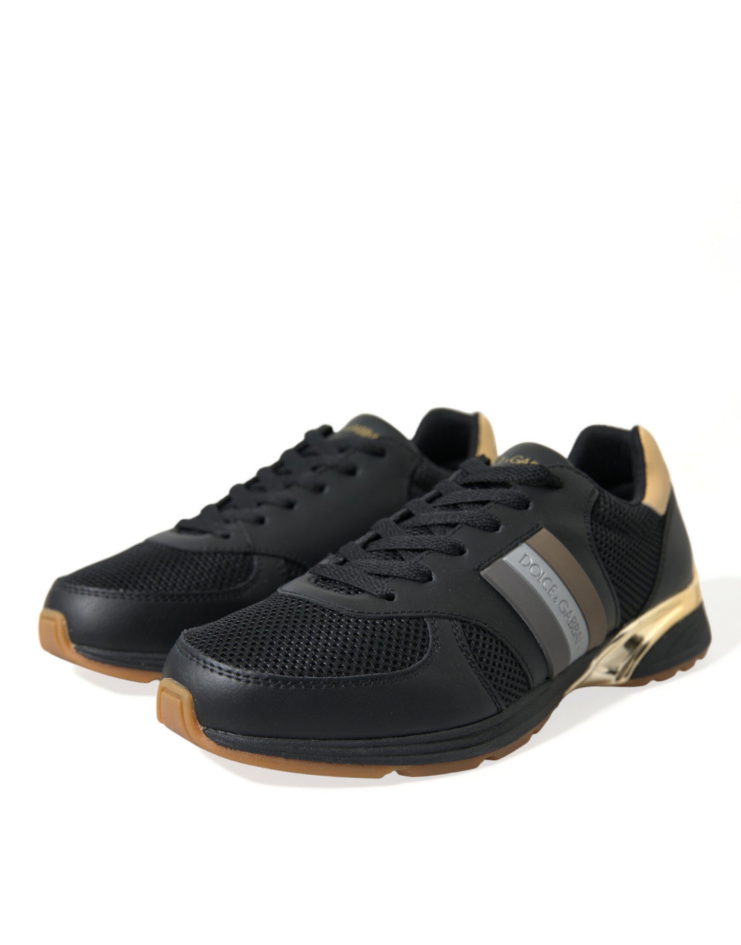 Dolce & Gabbana Elegant Low Top Leather Trainers - Black & Gold