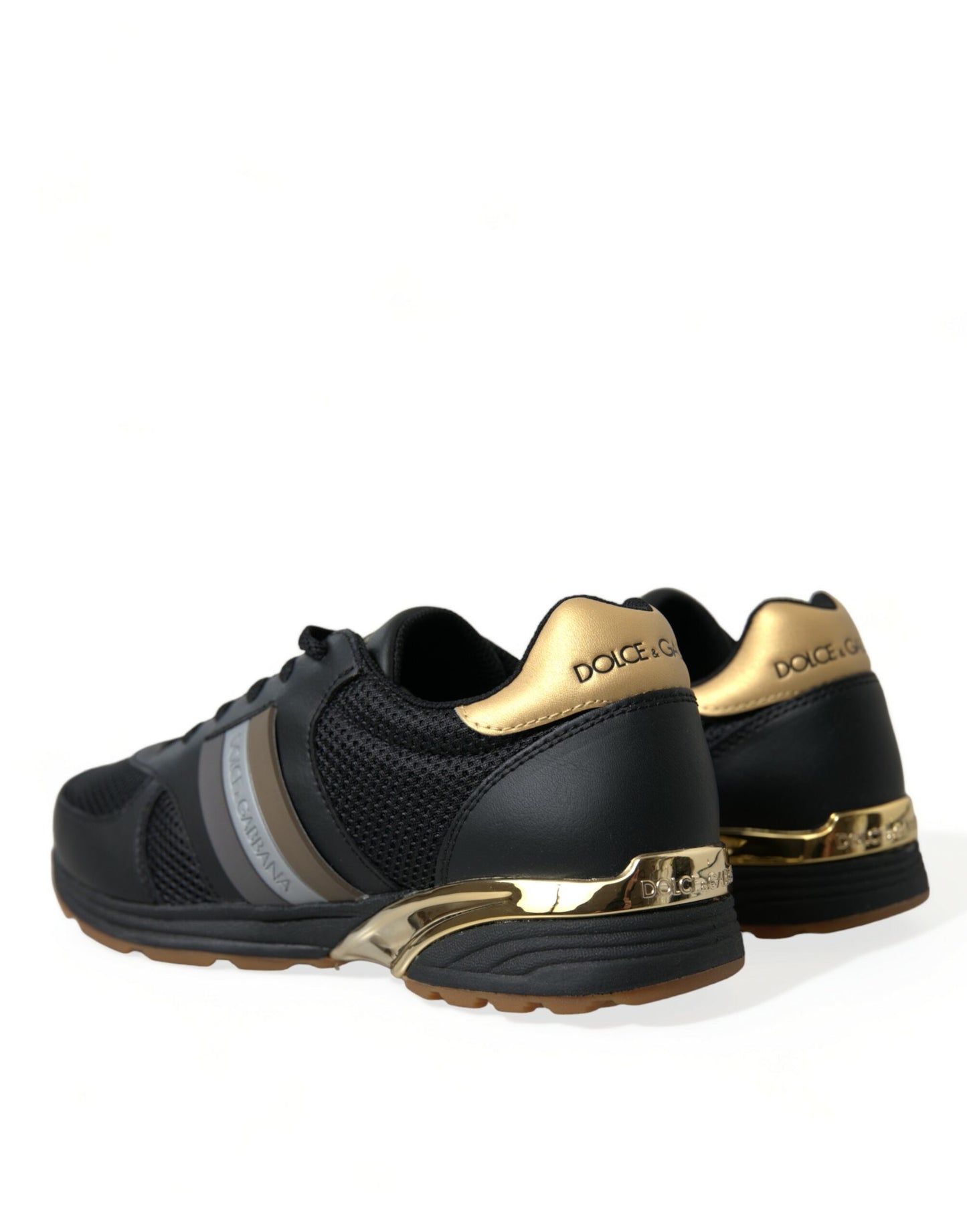 Dolce & Gabbana Elegant Low Top Leather Trainers - Black & Gold