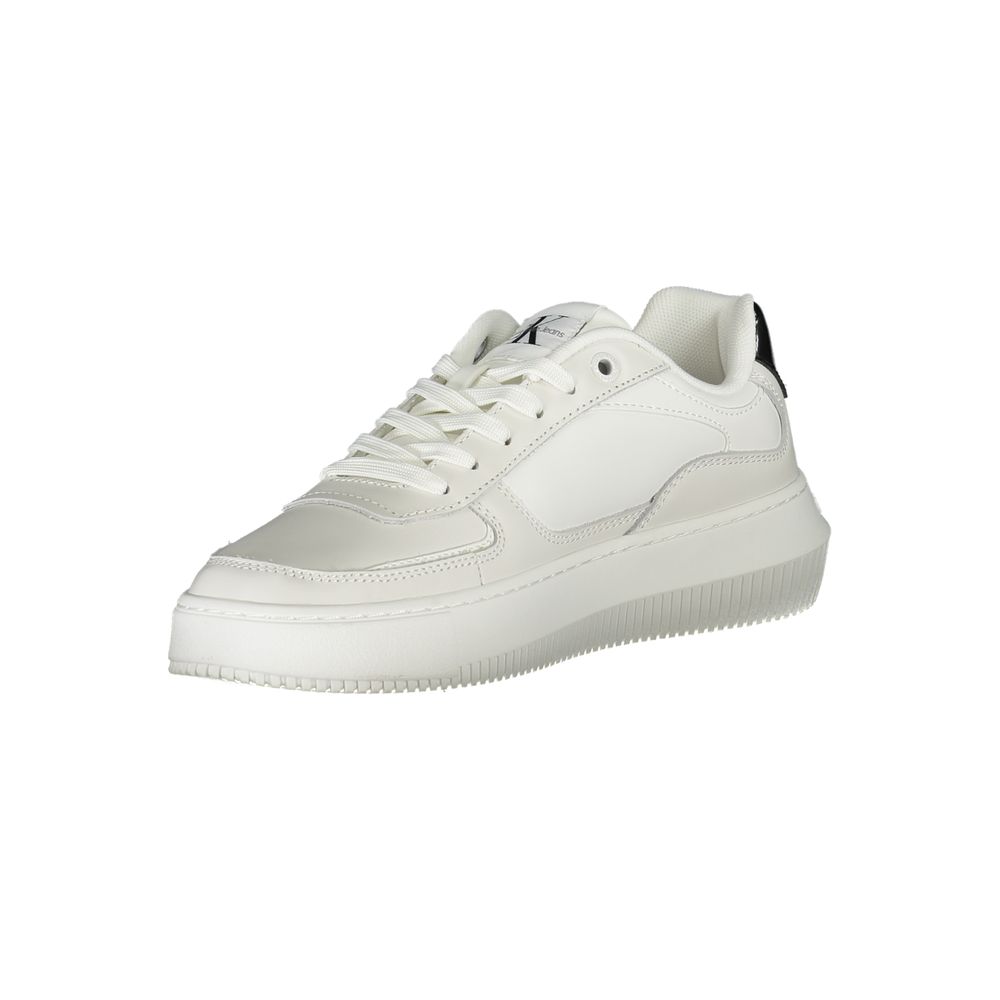 Calvin Klein Sleek White Lace-Up Sneakers with Contrast Details