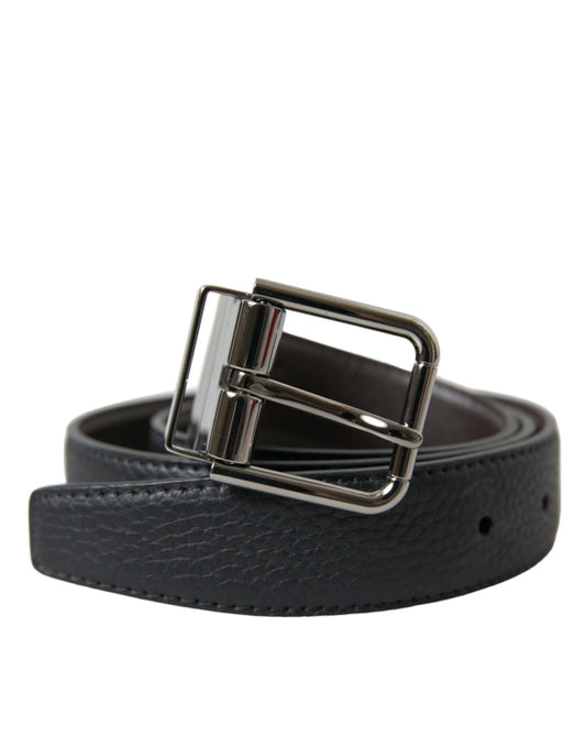 Dolce & Gabbana Elegant Black Leather Belt with Metal Buckle