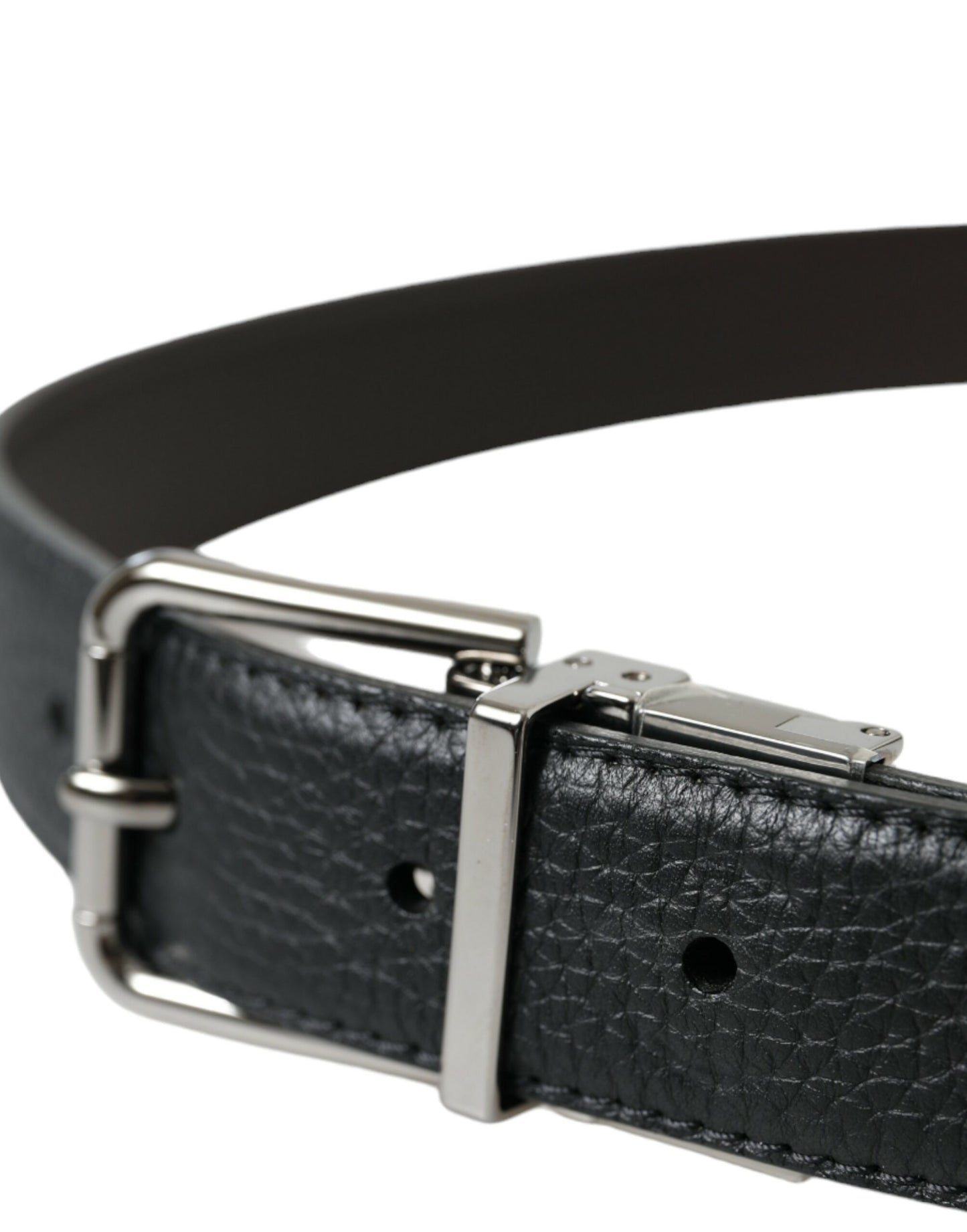 Dolce & Gabbana Elegant Black Leather Belt with Metal Buckle