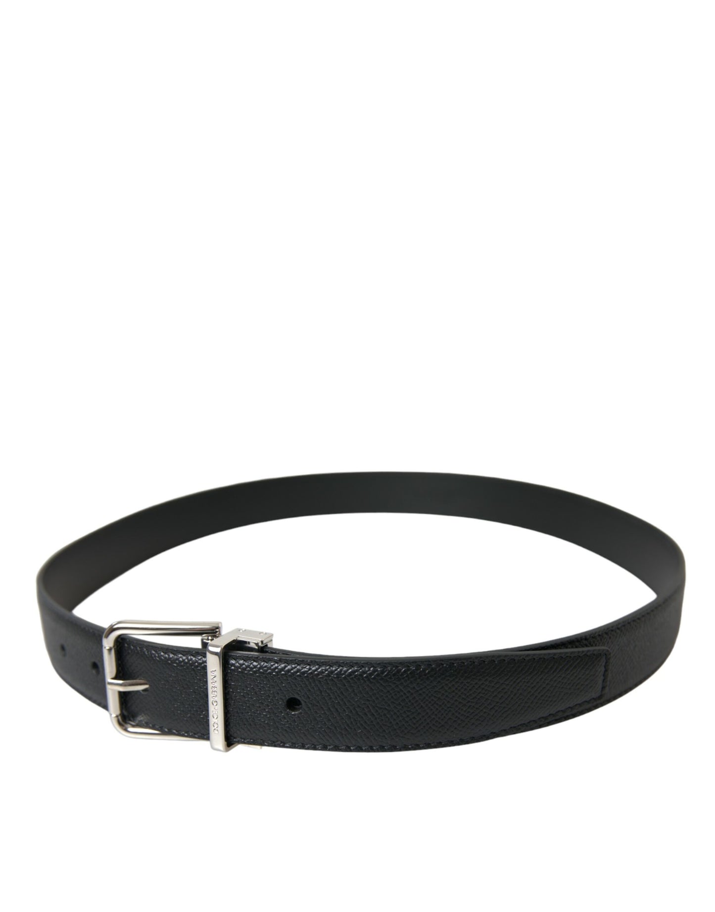 Dolce & Gabbana Sleek Black Calf Leather Belt with Metal Buckle