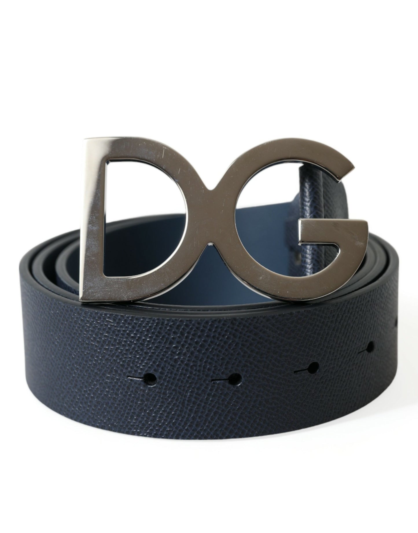 Dolce & Gabbana Elegant Blue Leather Belt with Metal Buckle