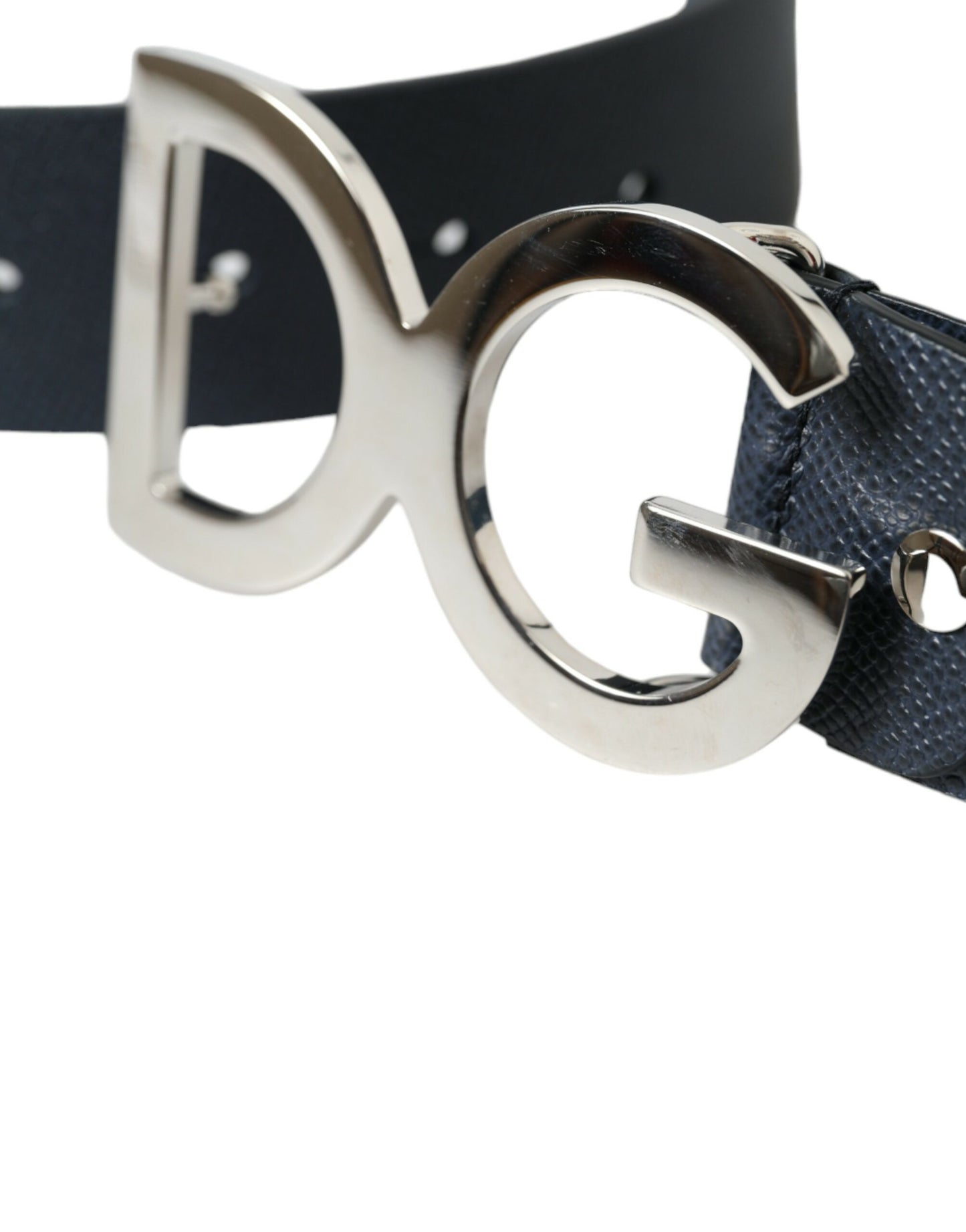 Dolce & Gabbana Elegant Blue Leather Belt with Metal Buckle