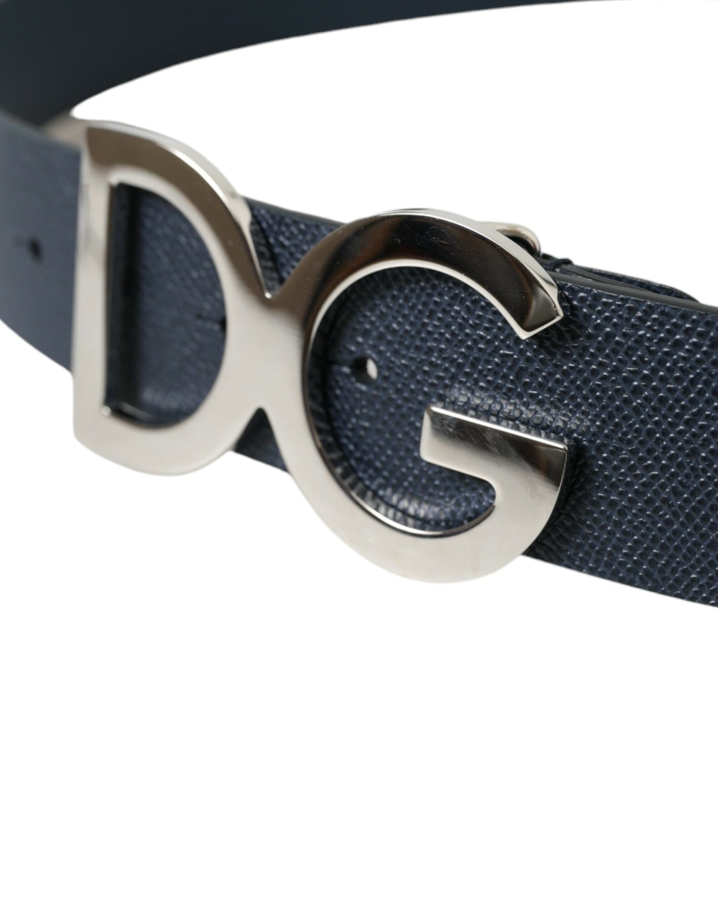 Dolce & Gabbana Elegant Blue Leather Belt with Metal Buckle