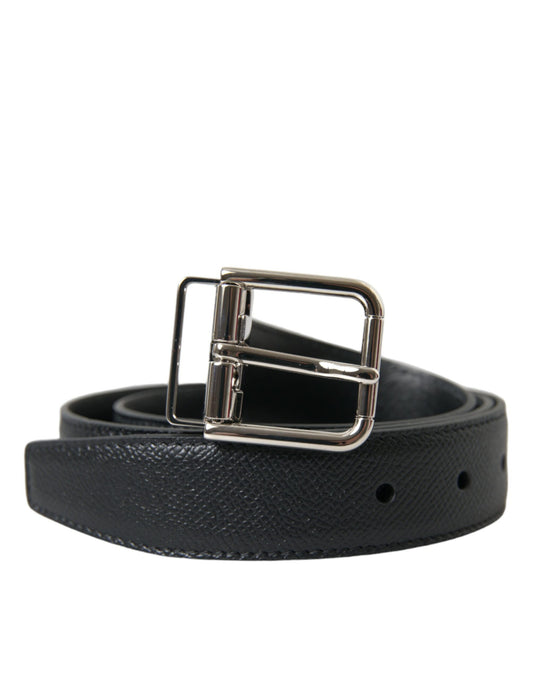 Dolce & Gabbana Elegant Black Leather Belt with Metal Buckle