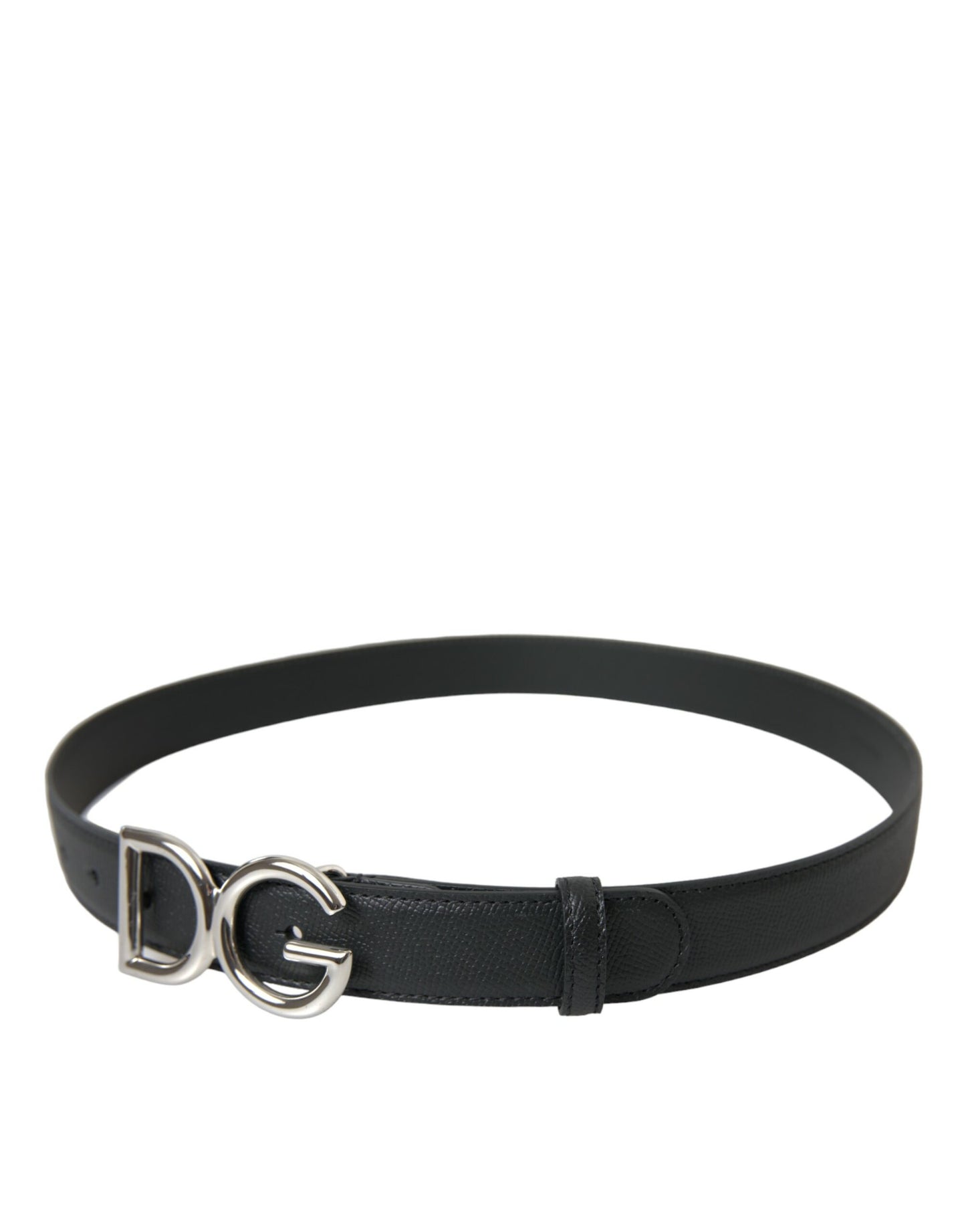 Dolce & Gabbana Elegant Black Leather Belt with Metal Buckle