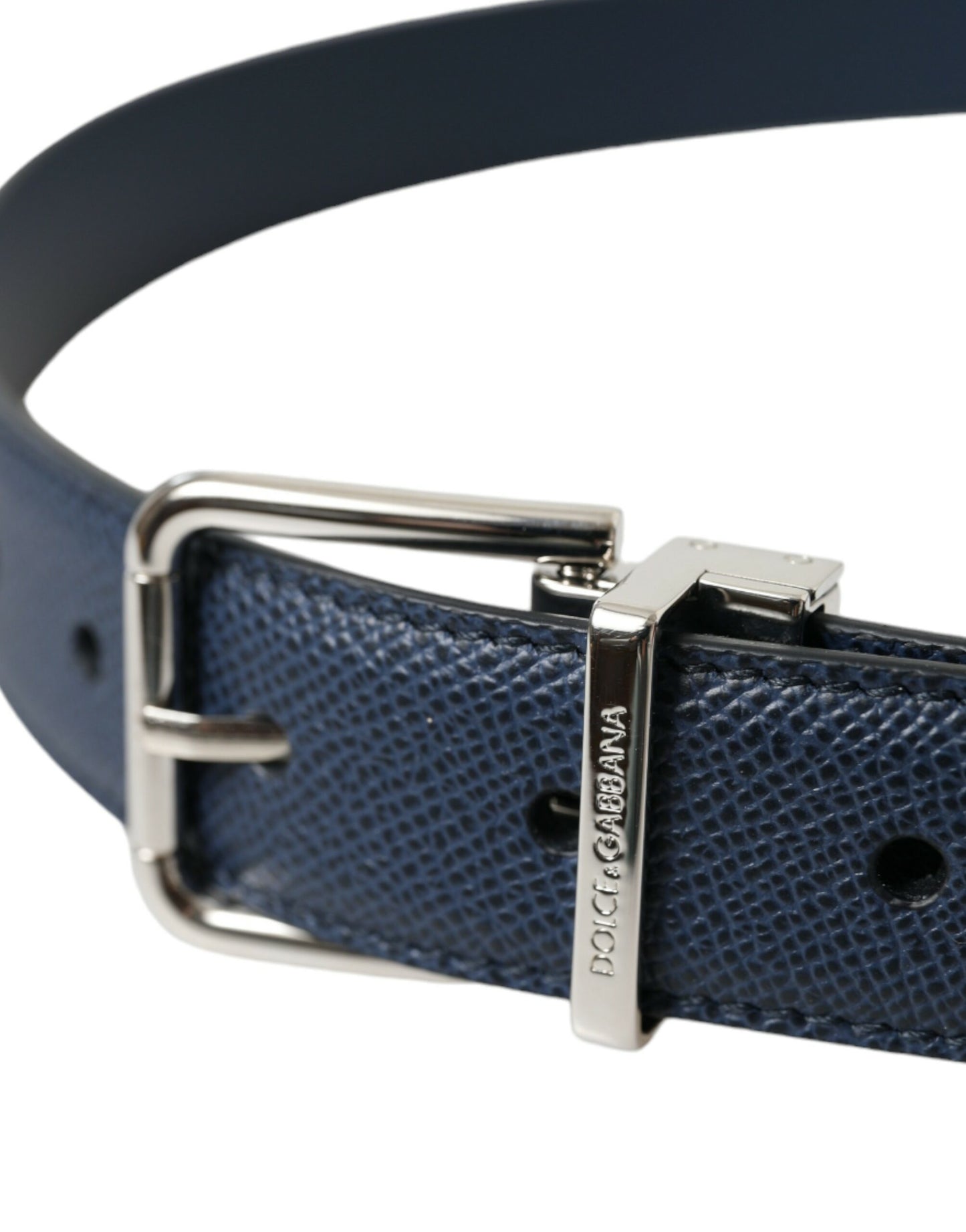 Dolce & Gabbana Elegant Navy Blue Leather Belt