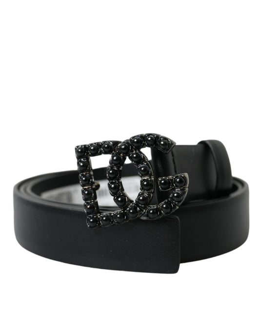 Dolce & Gabbana Elegant Black Leather Belt with Metal Buckle