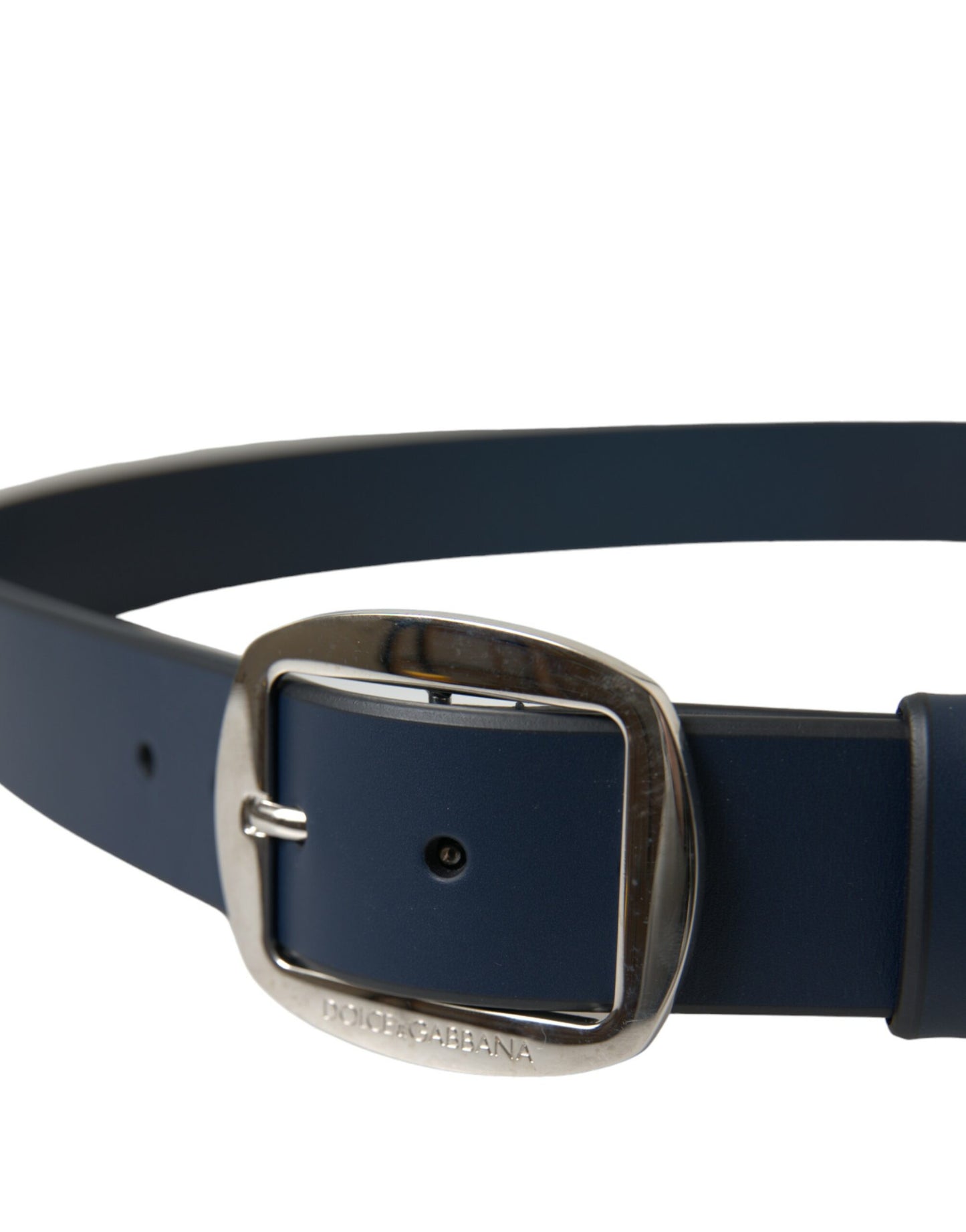 Dolce & Gabbana Elegant Blue Calf Leather Belt with Metal Buckle