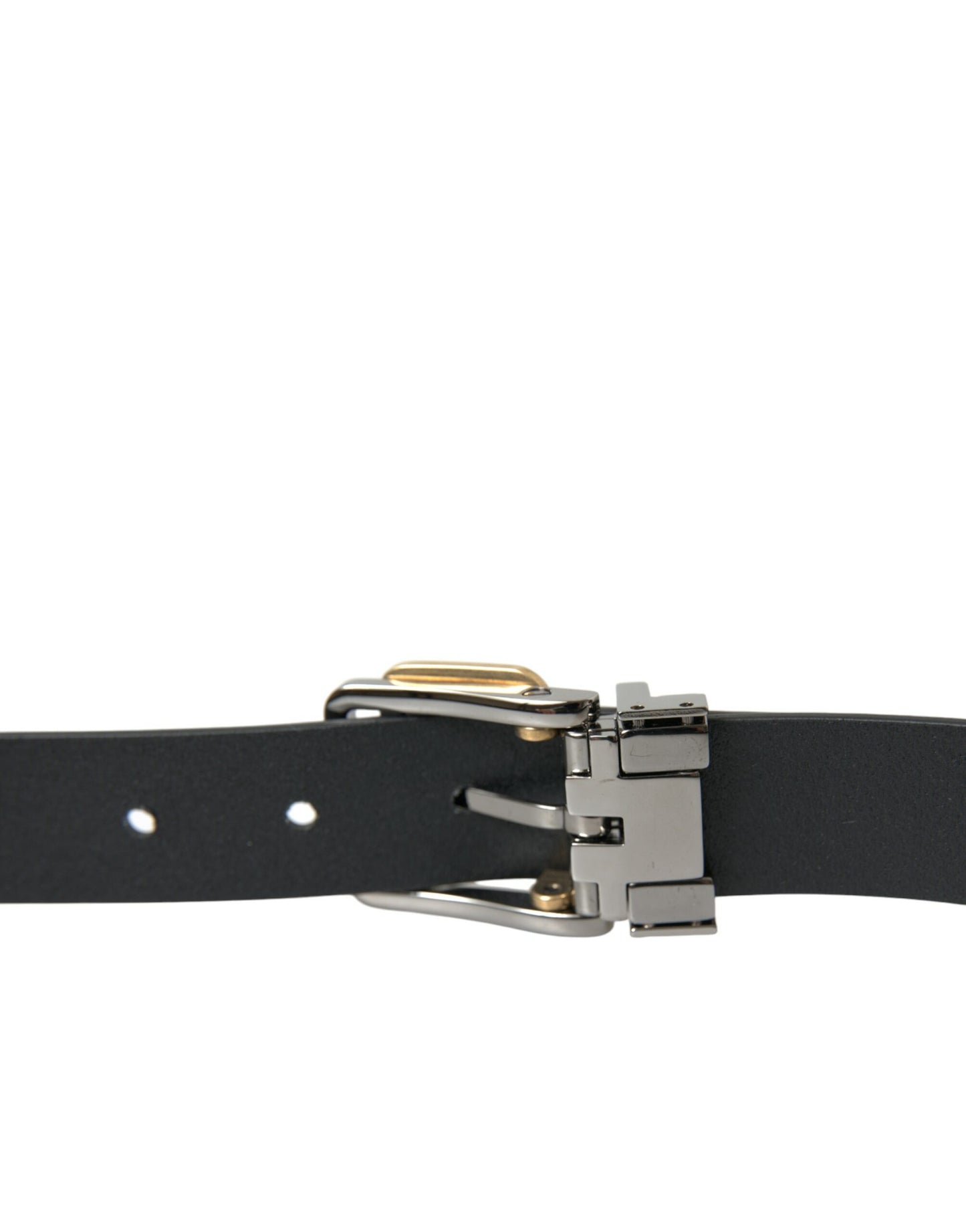 Dolce & Gabbana Elegant Black Leather Belt with Metal Buckle