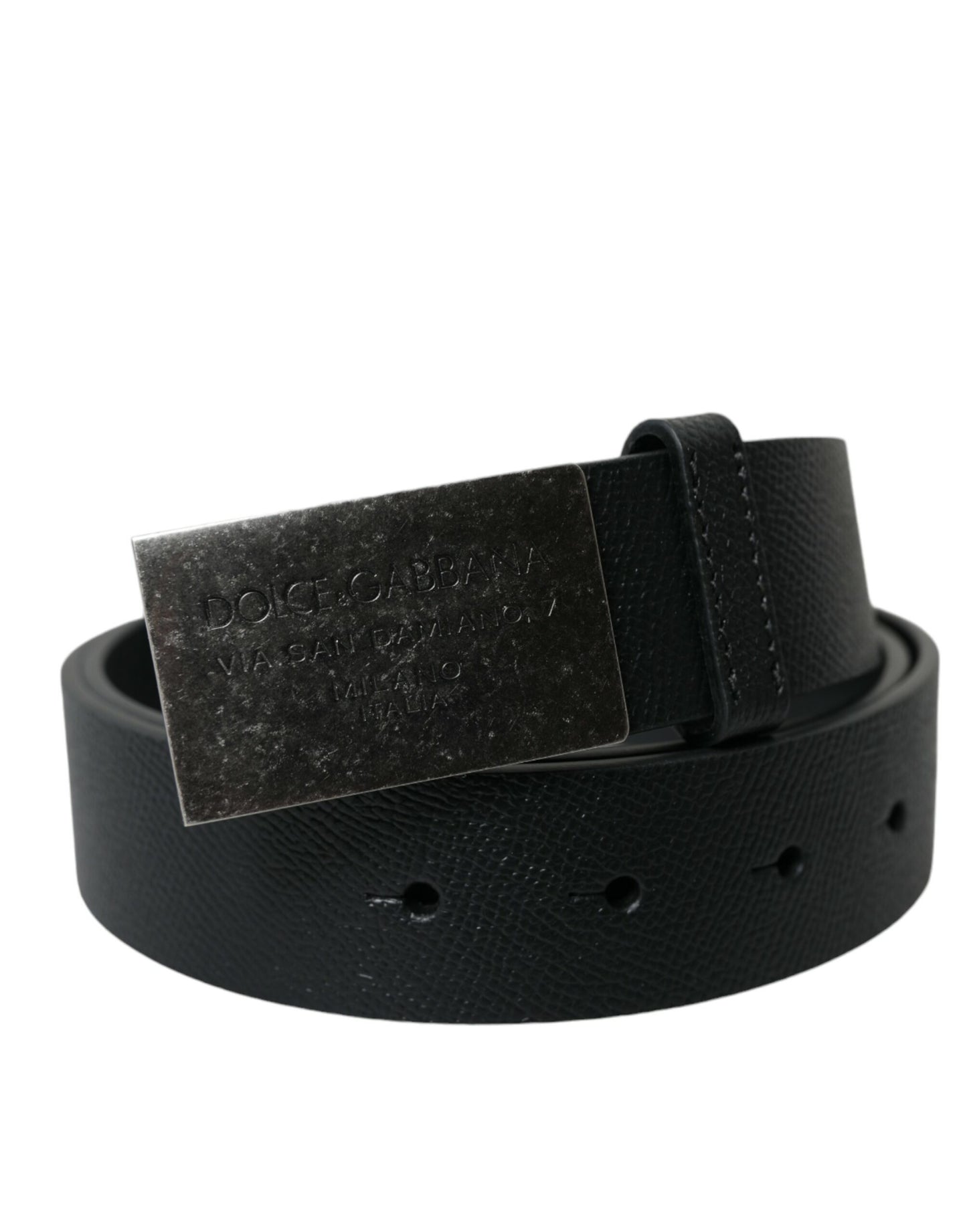 Dolce & Gabbana Elegant Black Leather Belt with Metal Buckle