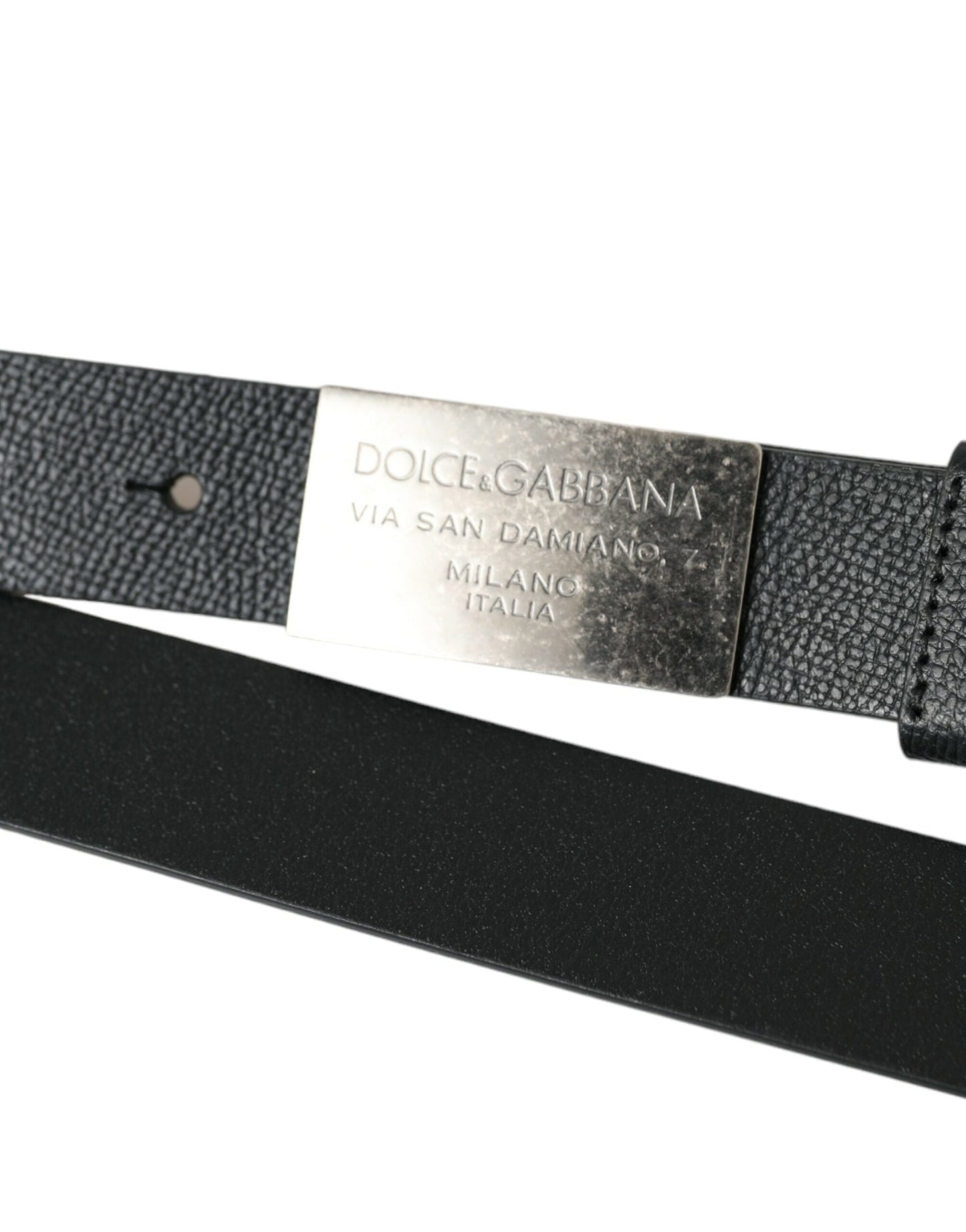 Dolce & Gabbana Elegant Black Calf Leather Belt with Metal Buckle