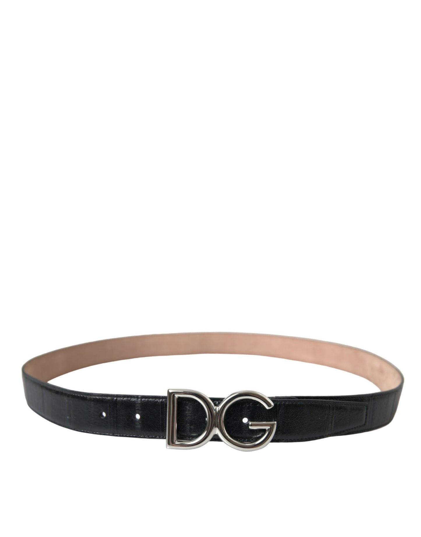 Dolce & Gabbana Chic Black Leather Belt with Metal Buckle