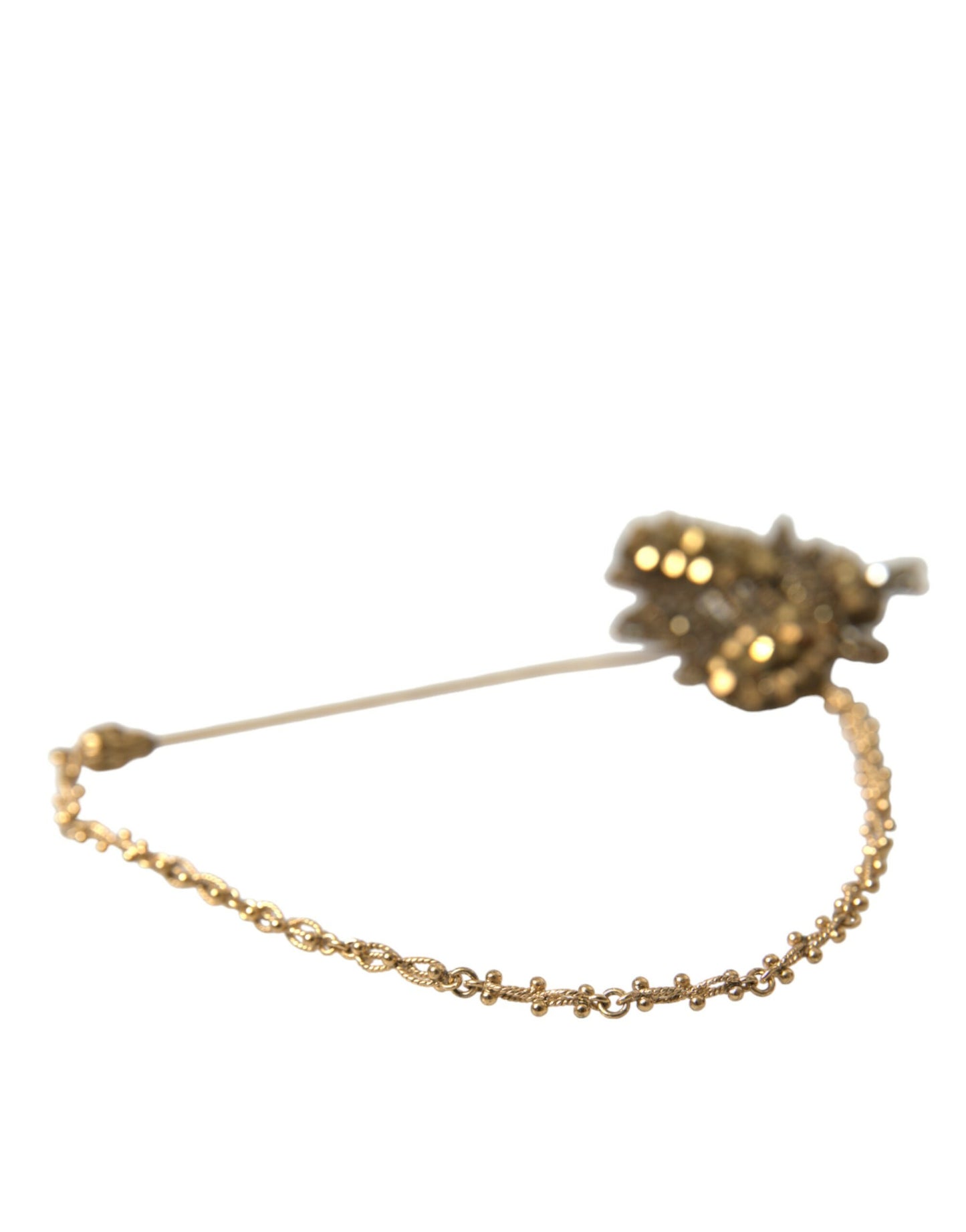 Dolce & Gabbana Crystal Embellished Gold Tone Bee Lapel Pin