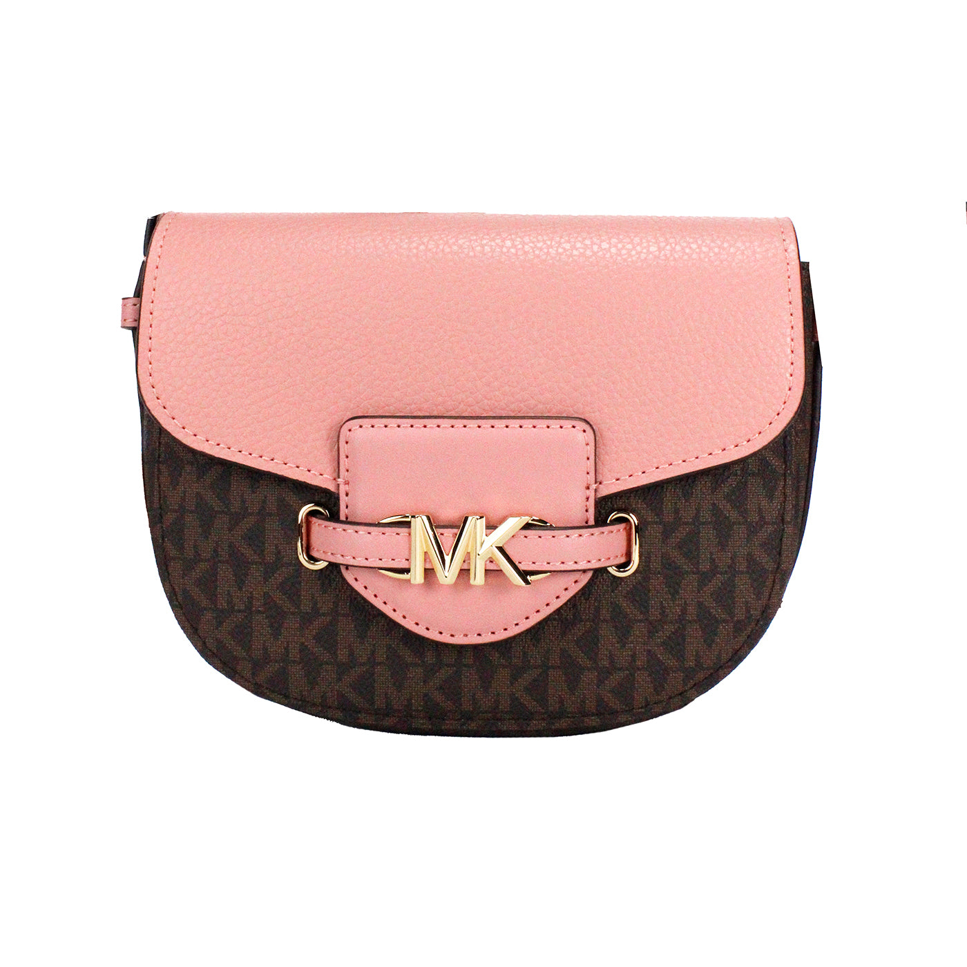 Michael Kors Reed Small Primrose Signature PVC Flap Saddle Crossbody Bag