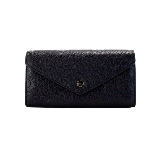 Michael Kors Jet Set Large Black Embossed Envelope Continental Clutch Wallet