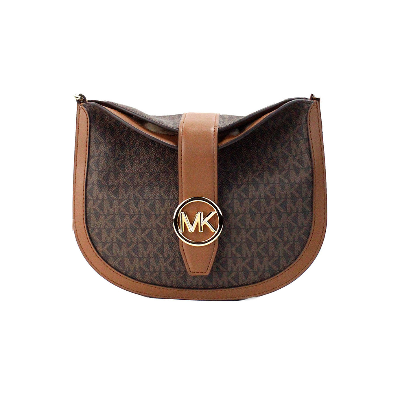 Michael Kors Gabby Small Brown Signature PVC Foldover Hobo Crossbody Bag