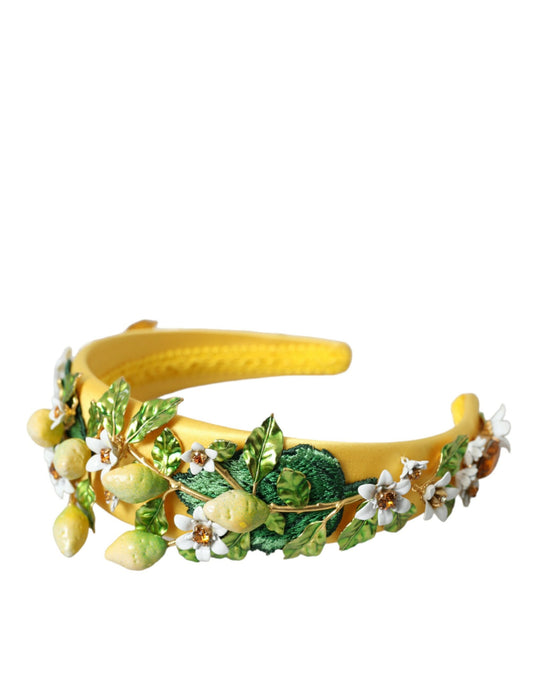 Dolce & Gabbana Yellow Lemon Daisy Crystal Women Hairband Diadem