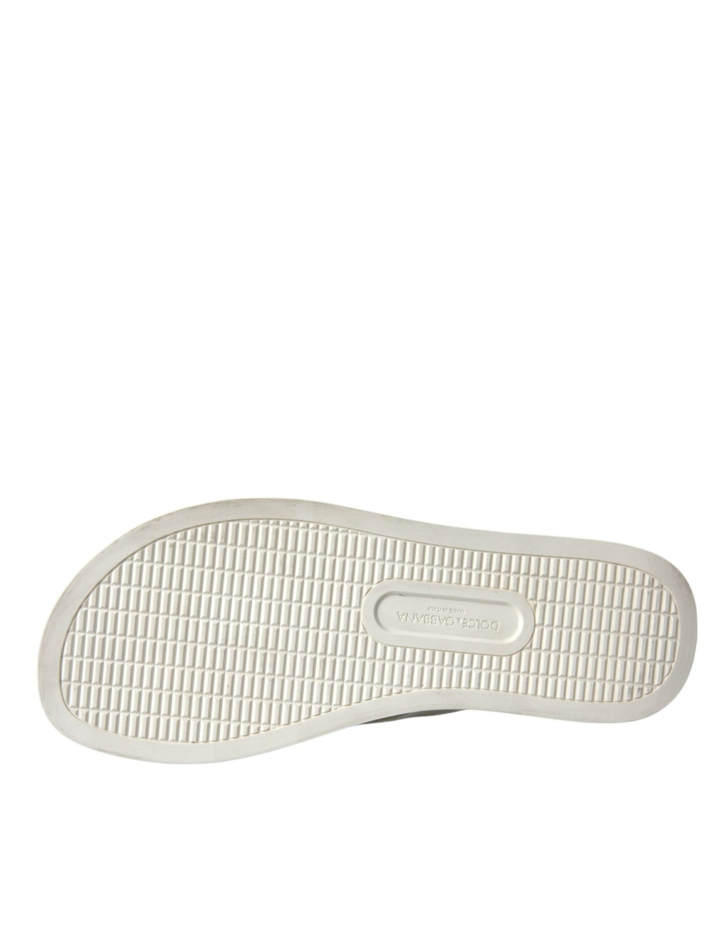 Dolce & Gabbana White Calfskin Leather Slip On Flip Flop Shoes