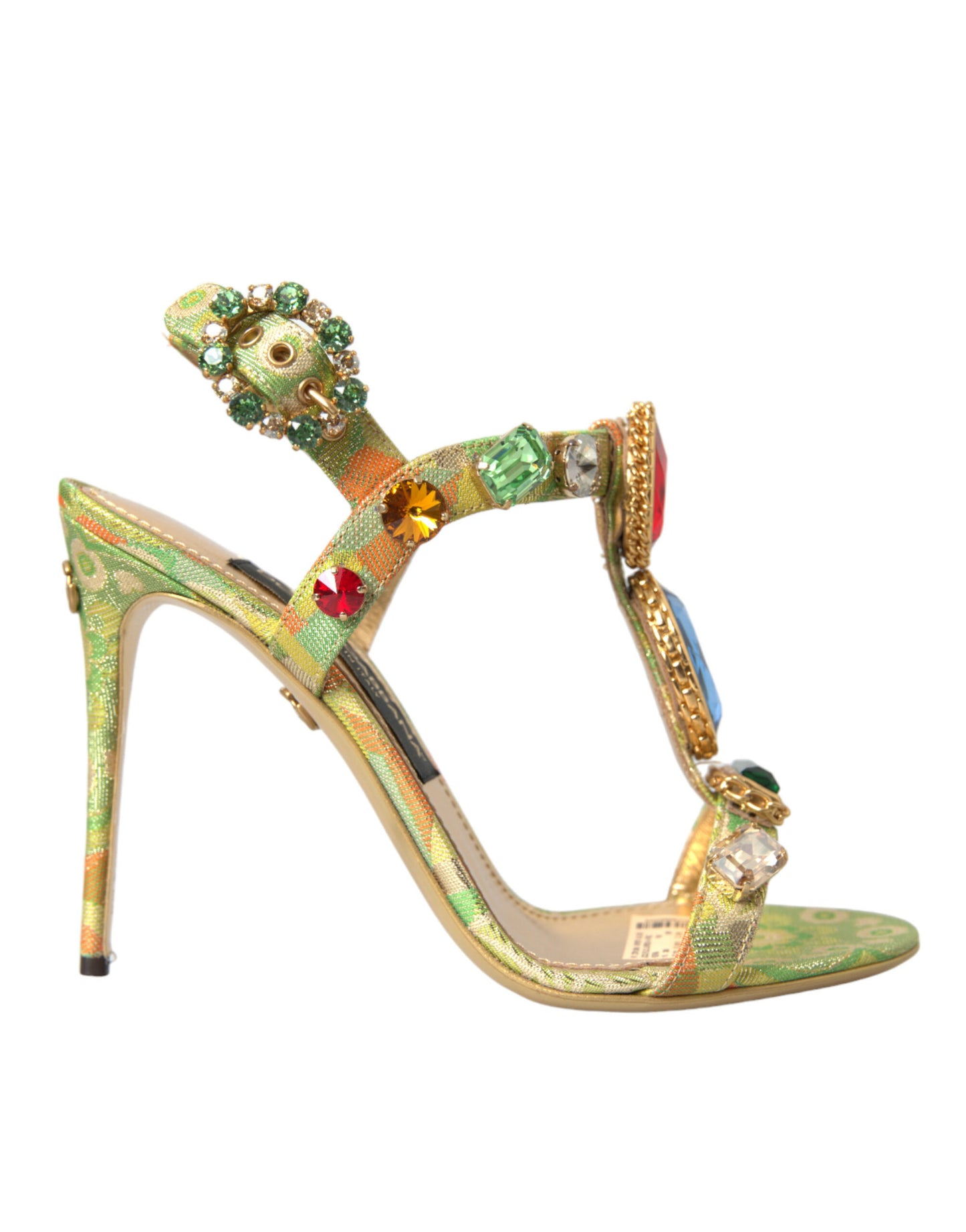 Dolce & Gabbana Multicolor Jacquard Crystals Sandals Shoes