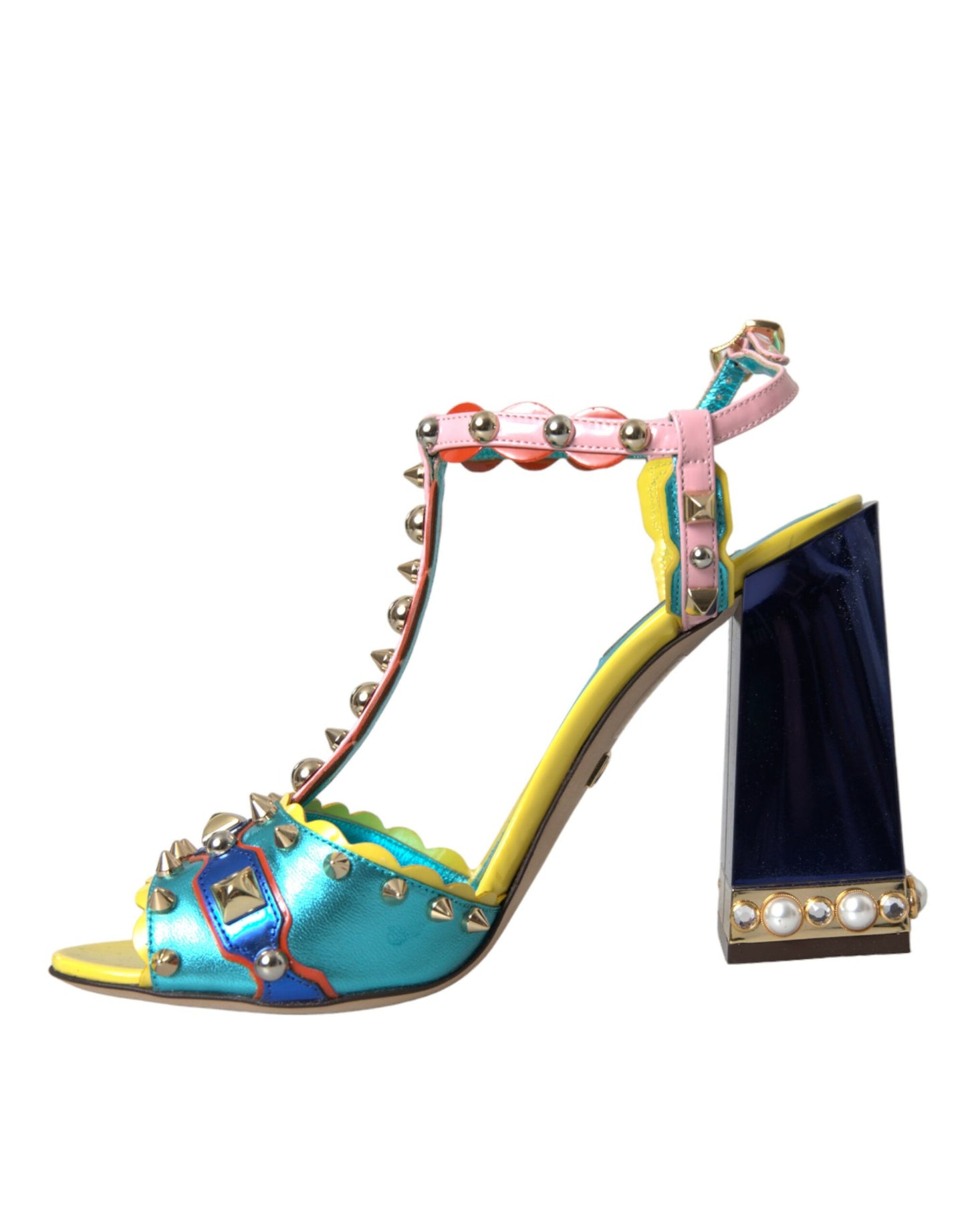 Dolce & Gabbana Multicolor Studded Leather Sandals Shoes