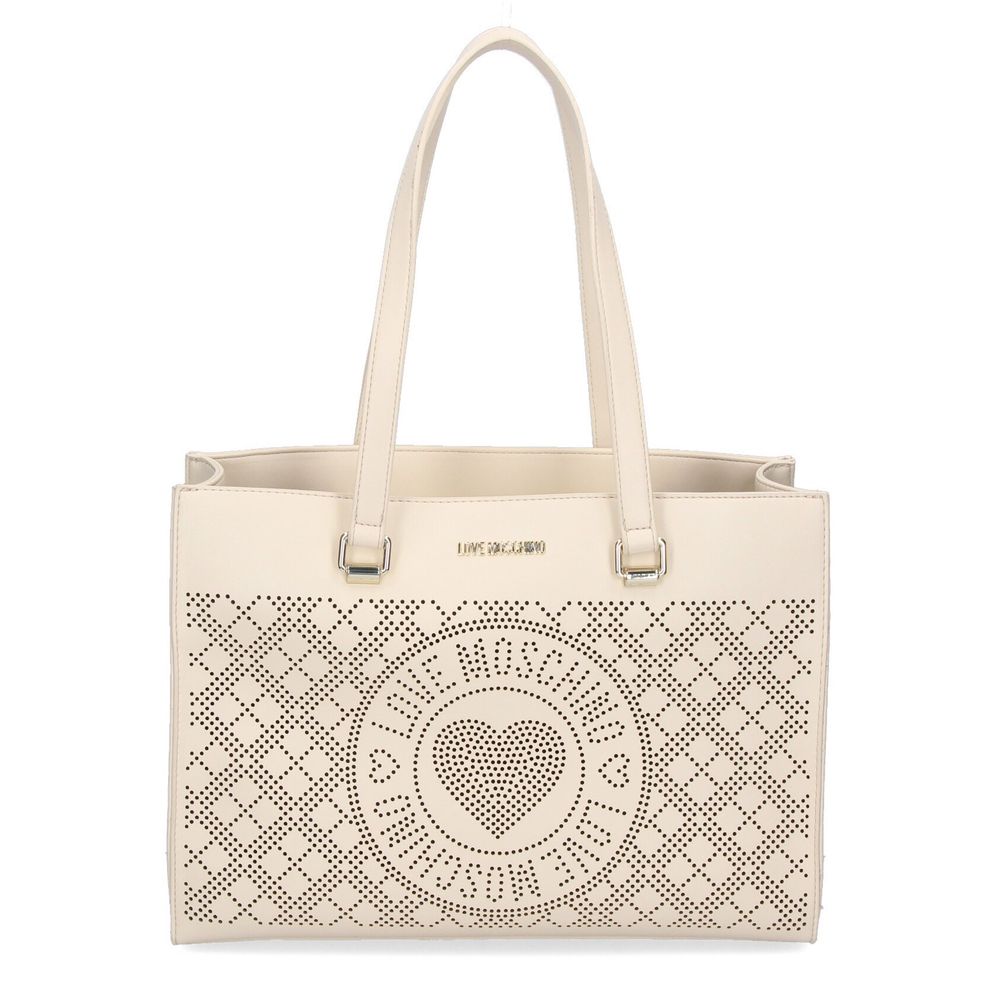 Love Moschino Chic White Faux Leather Shopper Tote