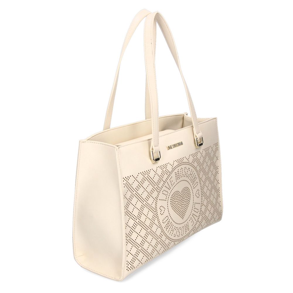 Love Moschino Chic White Faux Leather Shopper Tote