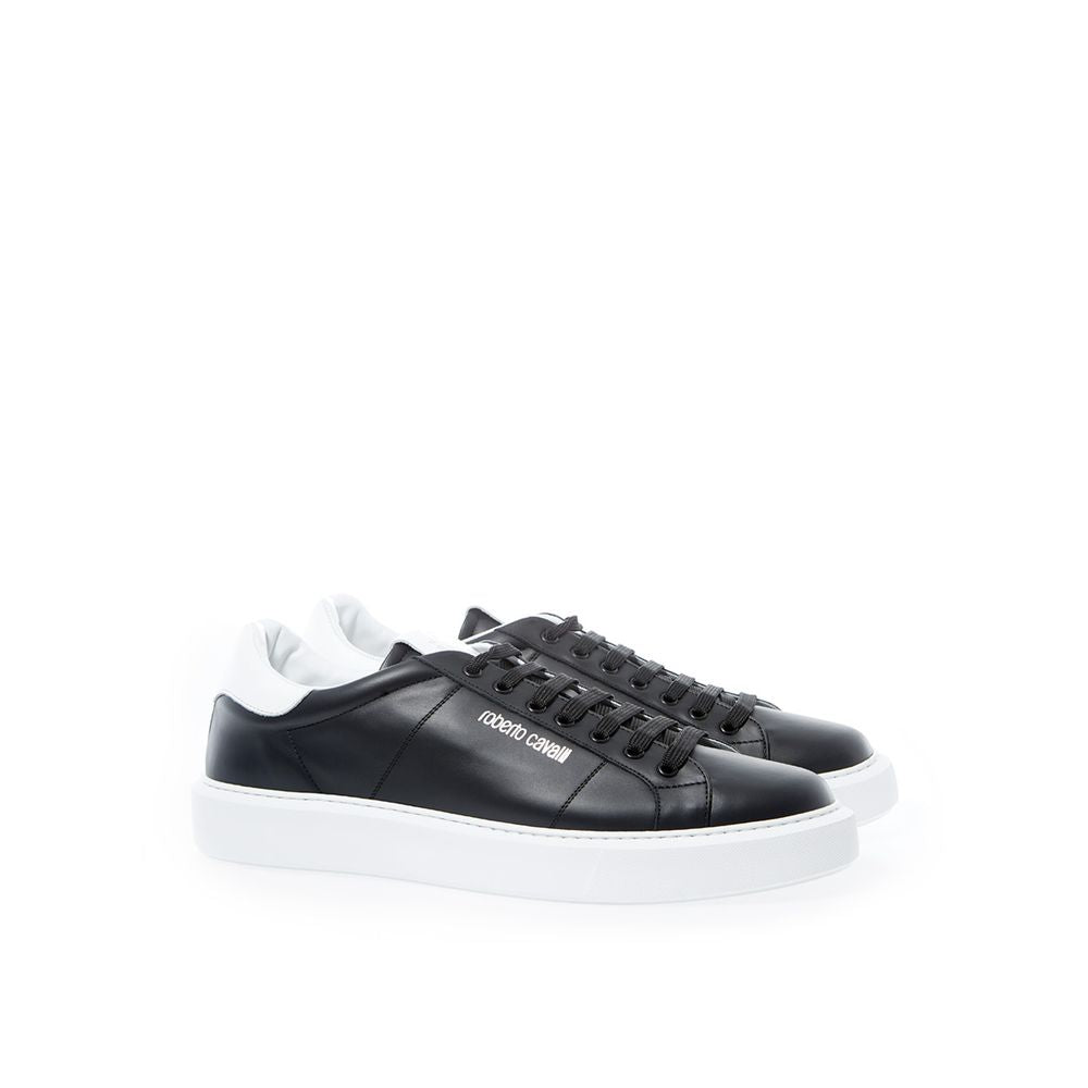 Roberto Cavalli Elegant Black Leather Sneakers for Men