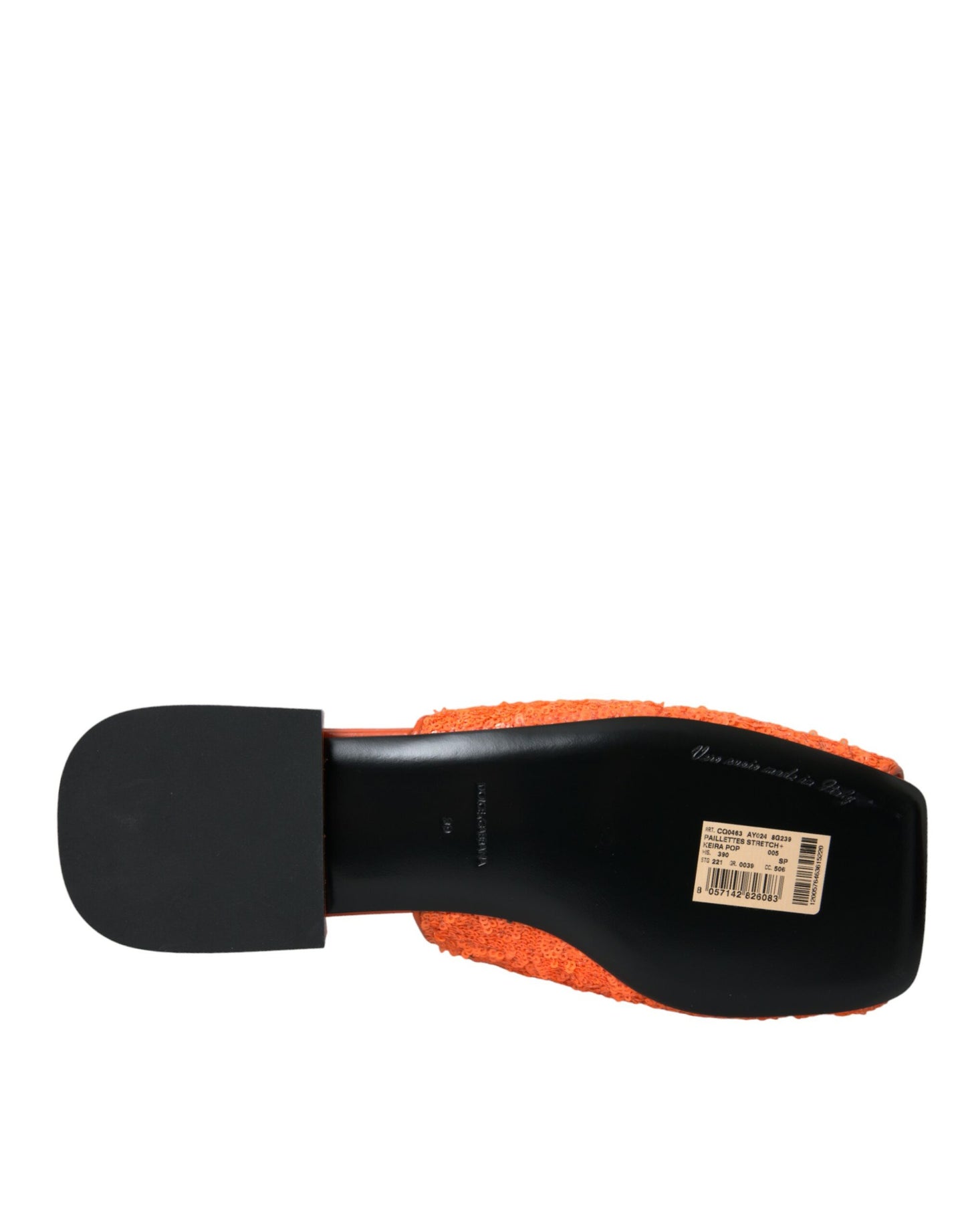 Dolce & Gabbana Orange Sequin Logo Slides Sandals Shoes