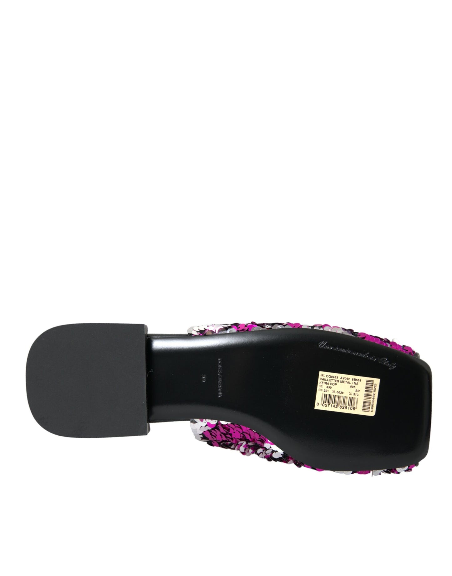 Dolce & Gabbana Fuchsia Sequin Logo Slides Sandals Shoes