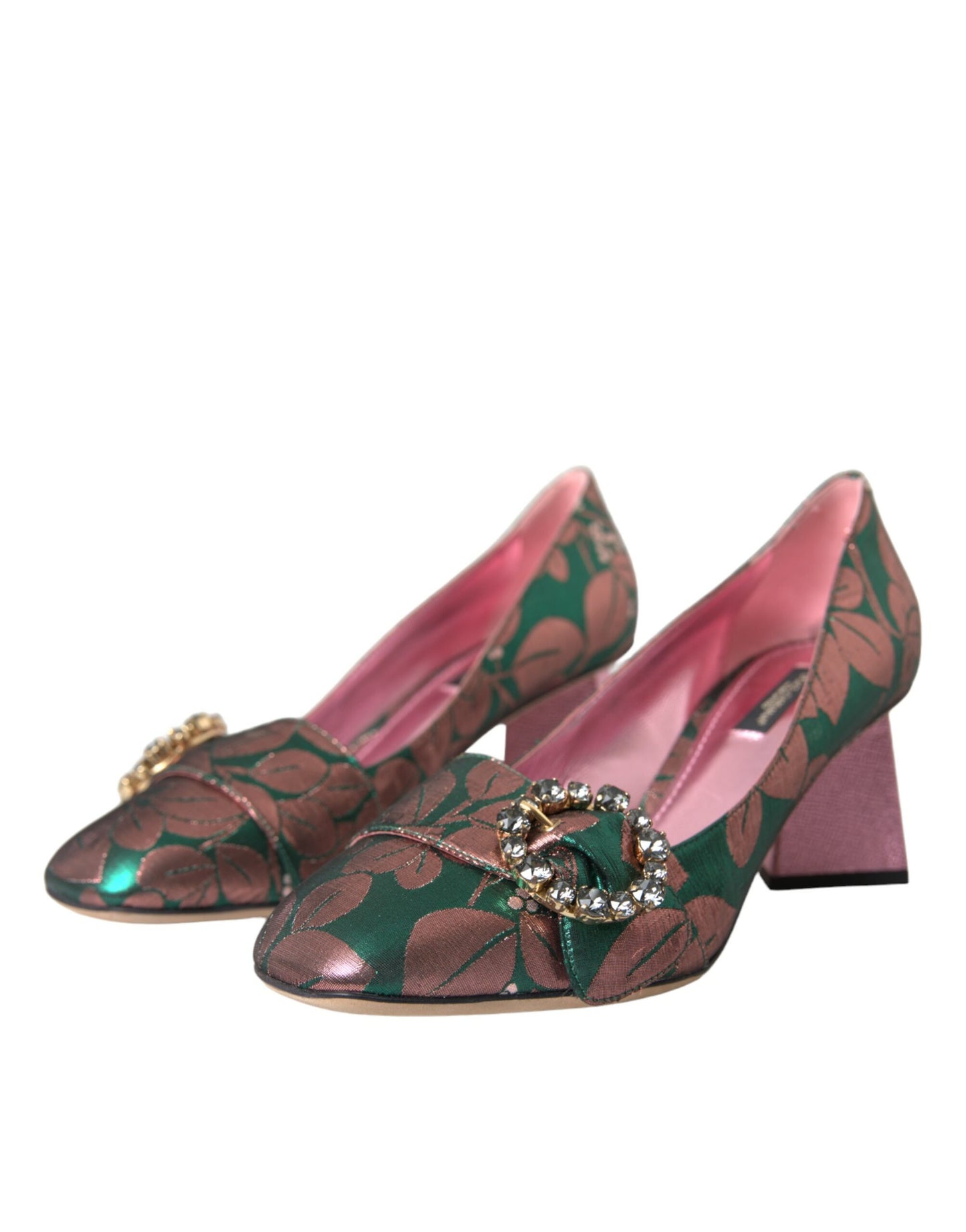 Dolce & Gabbana Multicolor Floral Jacquard Crystal Heels Pumps Shoes